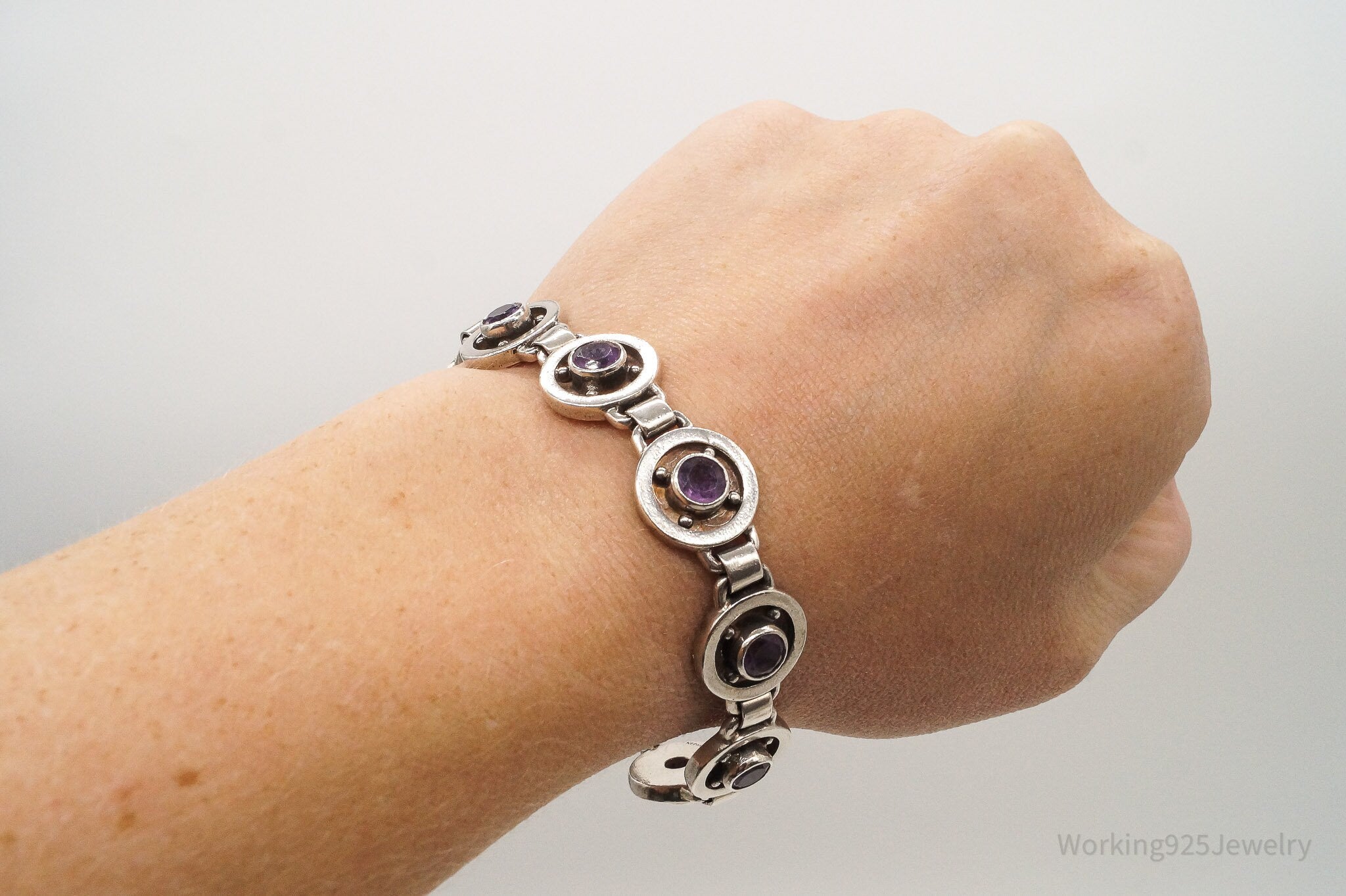 Vintage Amethyst Sterling Silver Bracelet