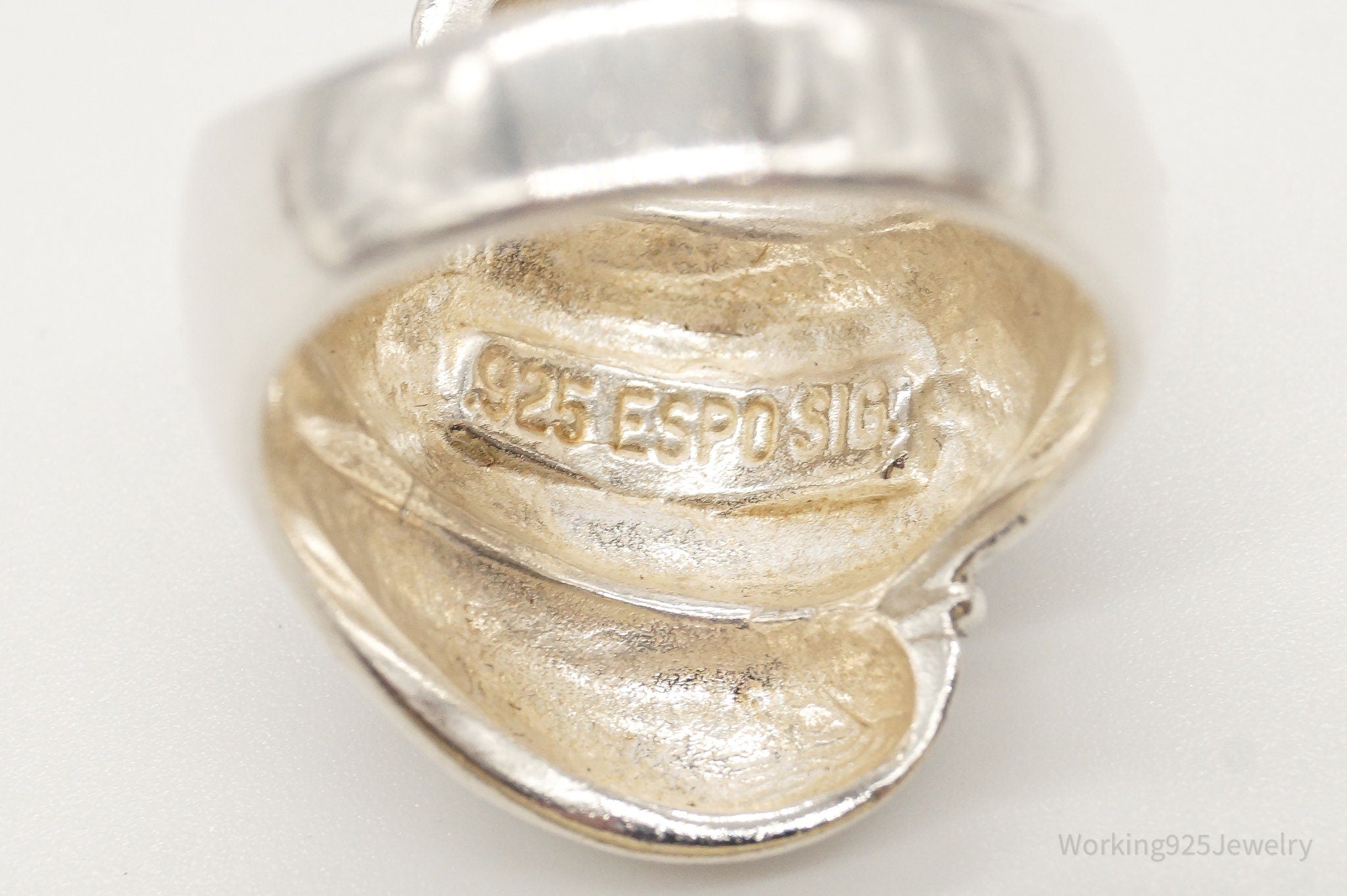 Vintage Designer Espo Signature Puffy Dome Sterling Silver Ring Size 8.75