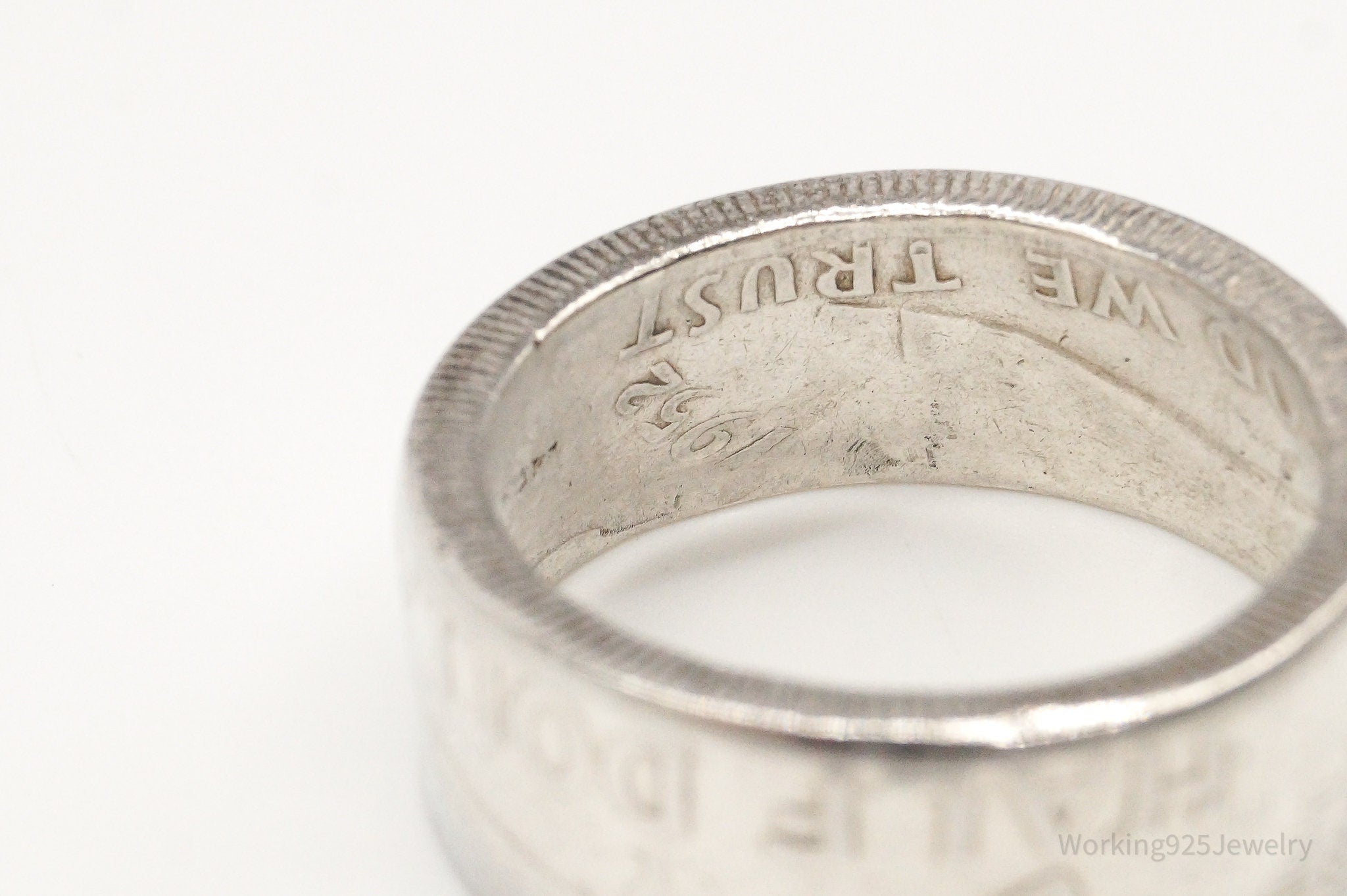 Vintage 1952 Half Dollar Silver Ring - Size 10.75