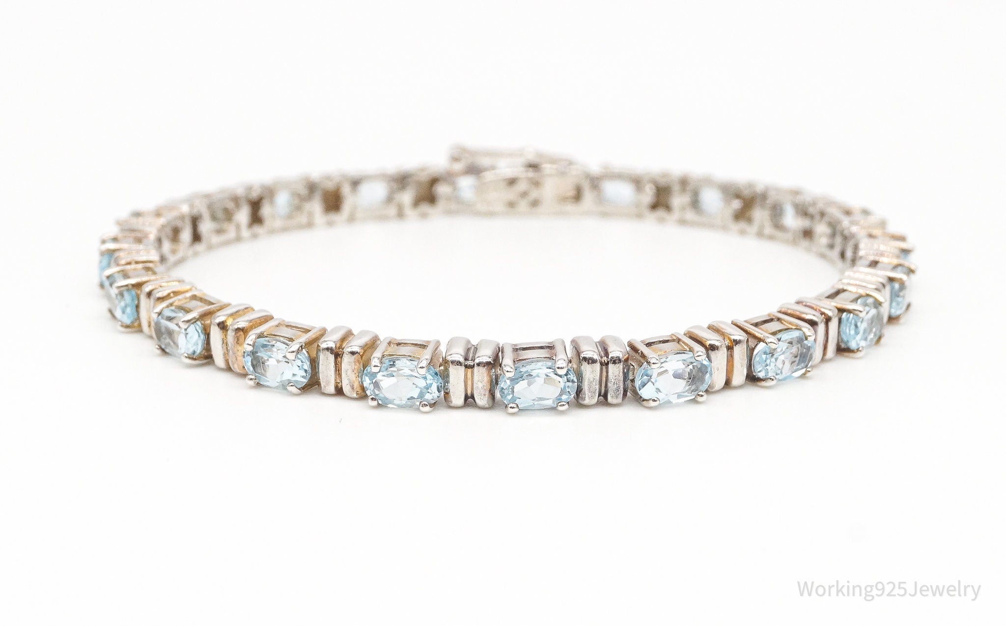 Vintage Blue Topaz Sterling Silver Bracelet