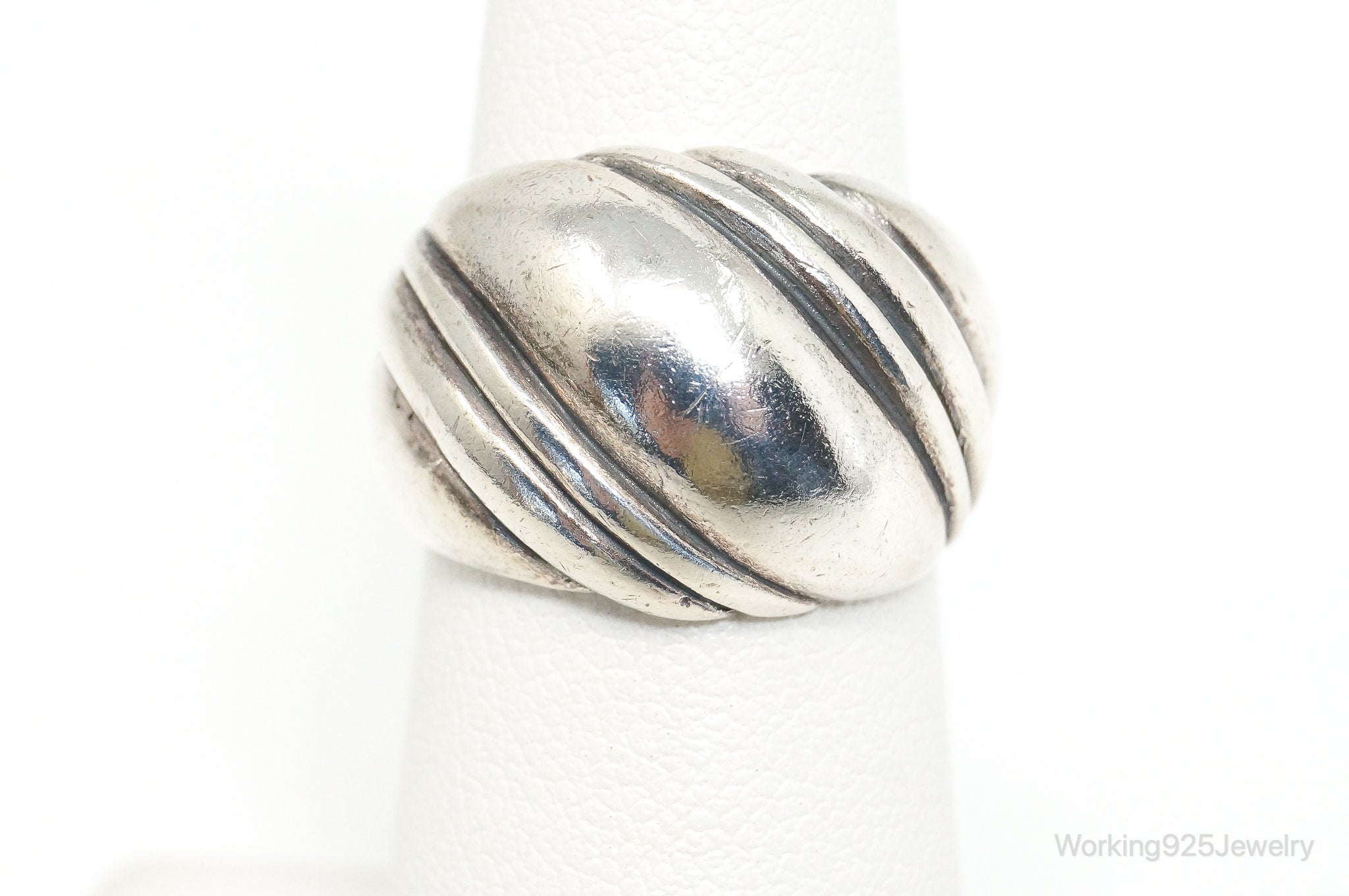 Vintage Designer Kabana Modern Puffy Sterling Silver Ring - SZ 8