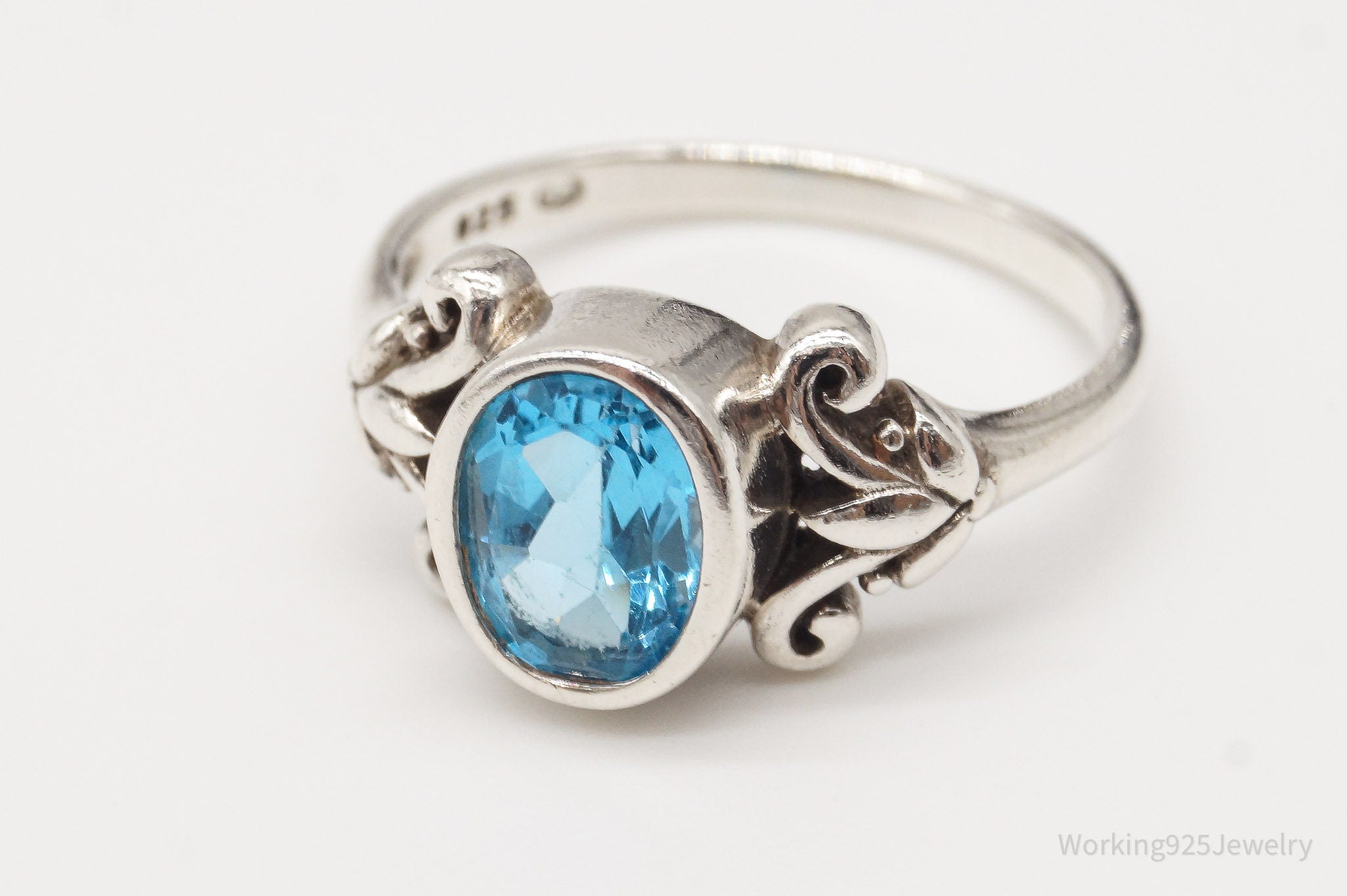 Vintage Blue Topaz Sterling Silver Ring - Size 7