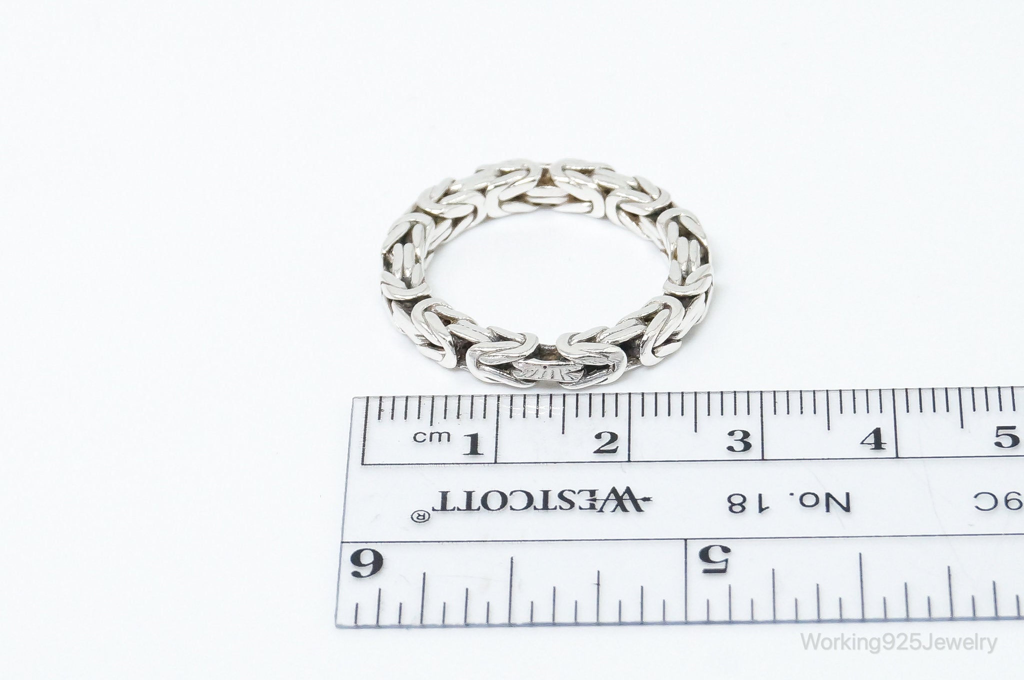 Vintage Byzantine Sterling Silver Band Ring - SZ 9.5