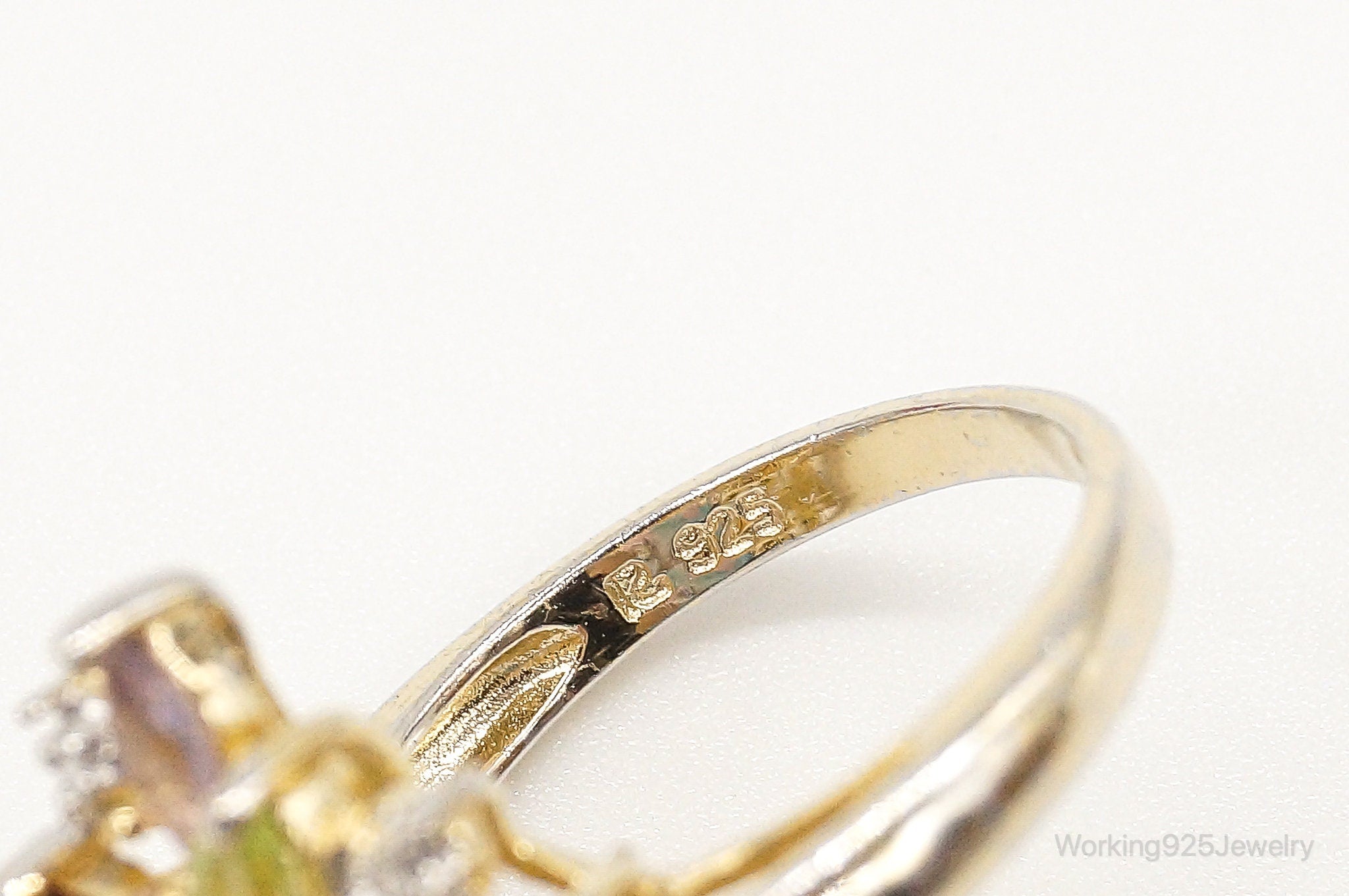 Designer Ross Simons Multi Gem Gold Vermeil Sterling Silver Ring - SZ 6