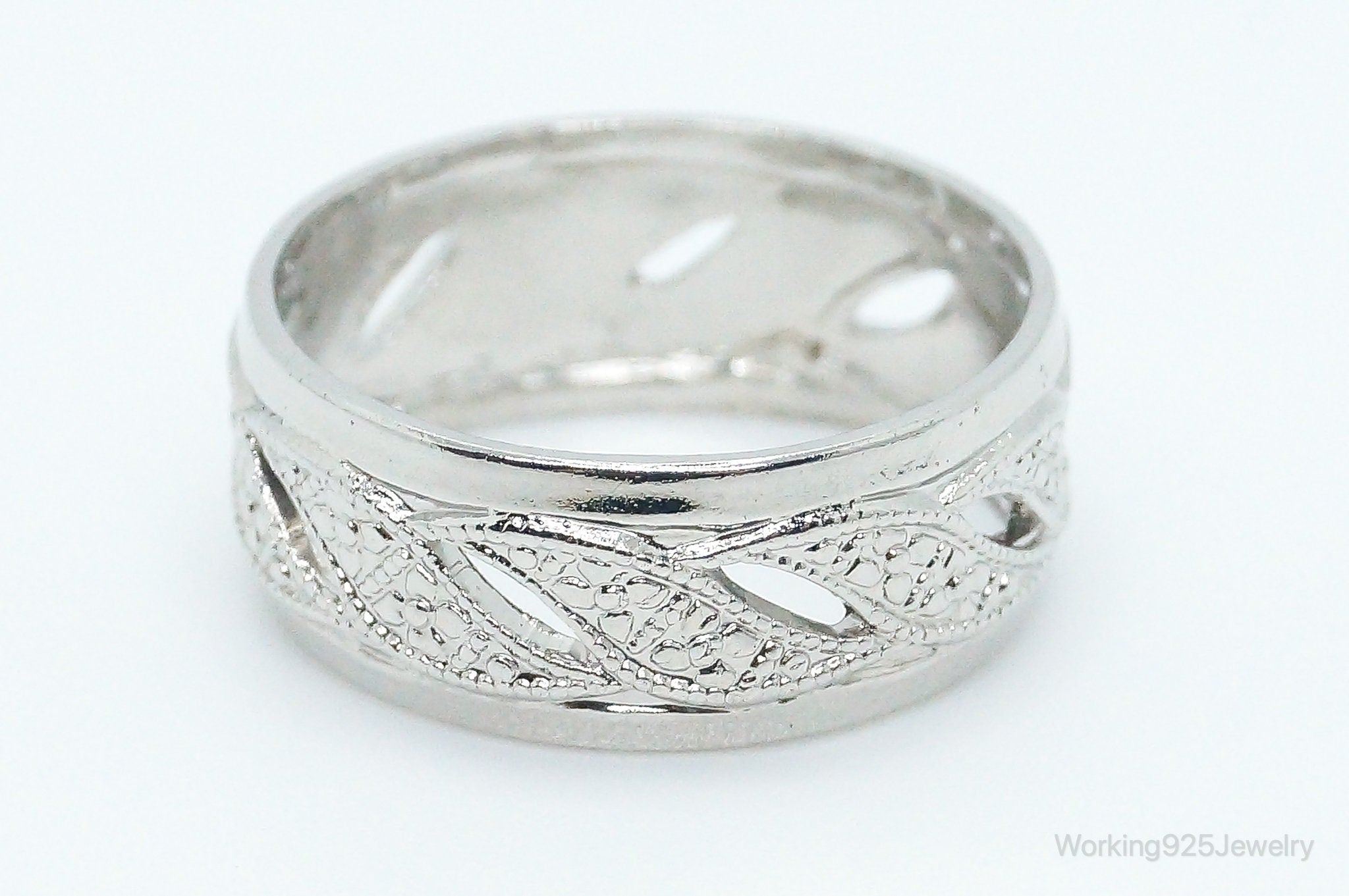 Antique Art Deco Sterling Silver Band Ring - Size 6.25