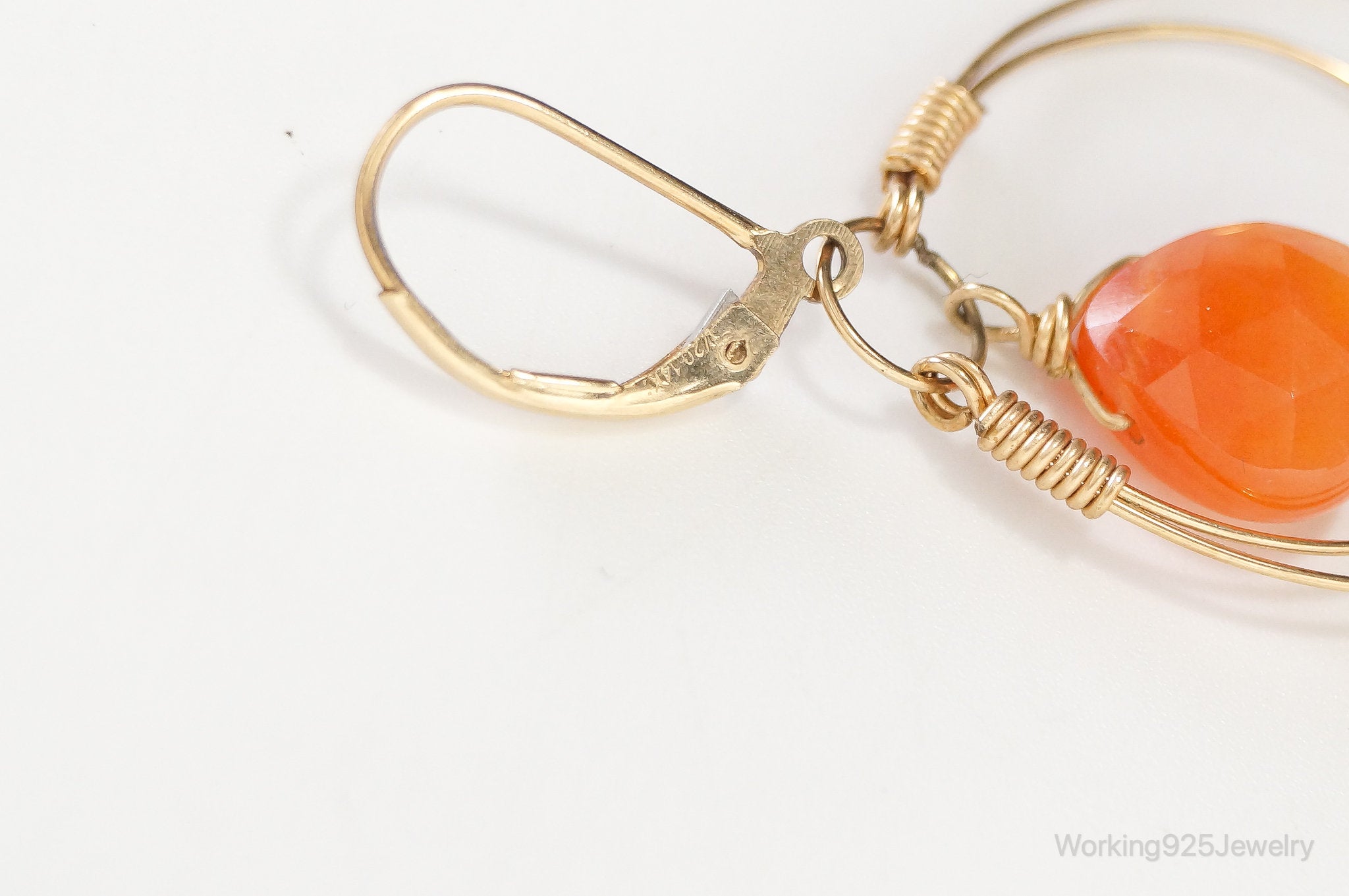 Vintage 14K Gold Filled Orange Agate Sterling Silver Earrings
