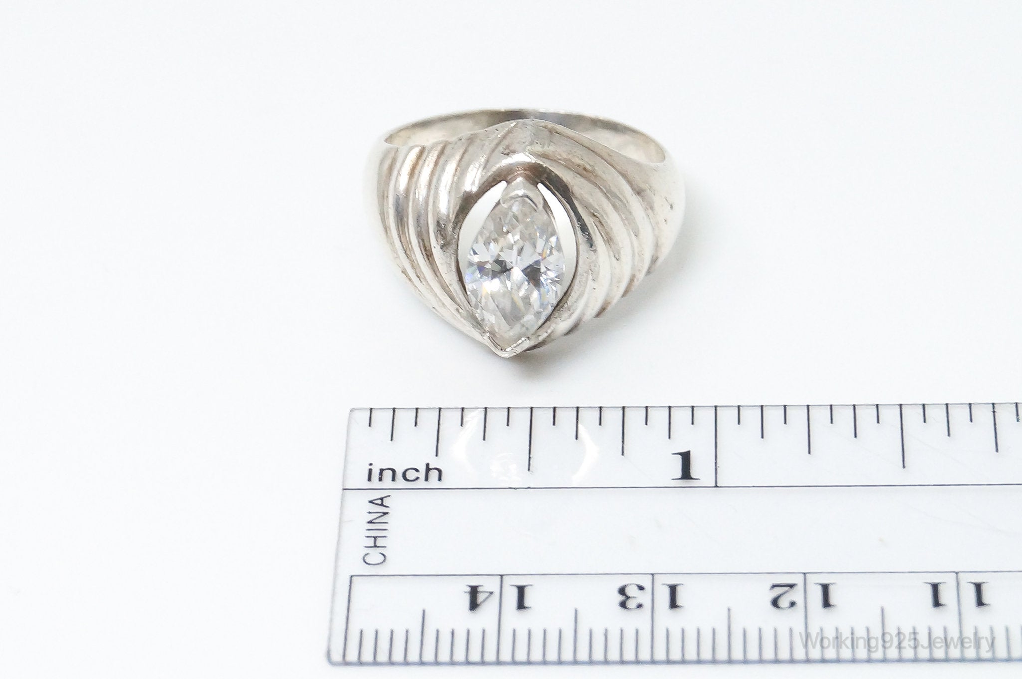 Vintage Cubic Zirconia Sterling Silver Ring Size 10
