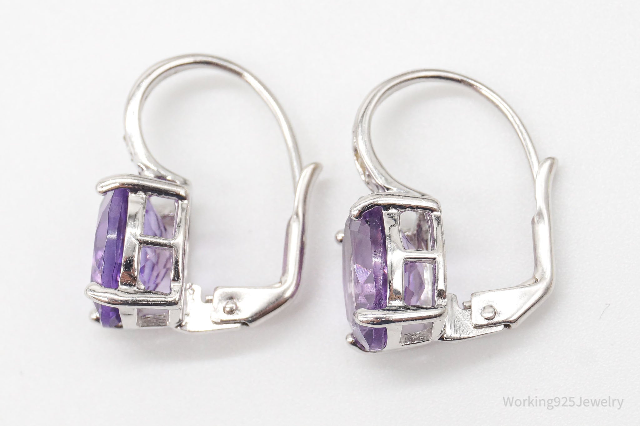 Vintage Designer DBJ Amethyst Diamond Sterling Silver Earrings