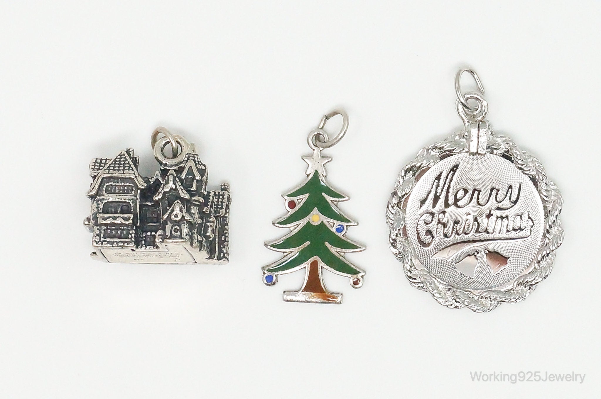 Vintage Antique Christmas Themed Sterling Silver Charms
