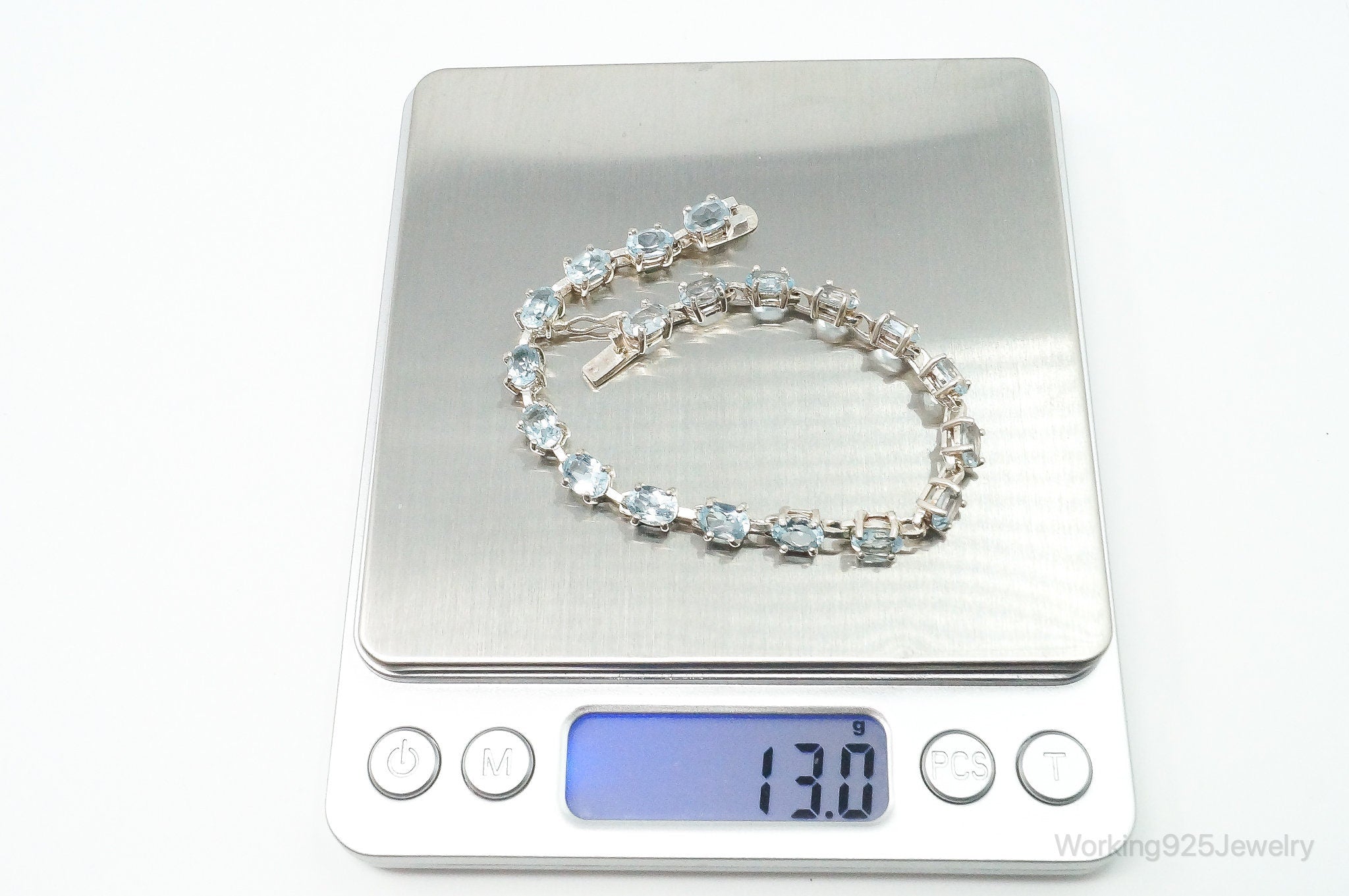 Vintage Blue Topaz Sterling Silver Bracelet