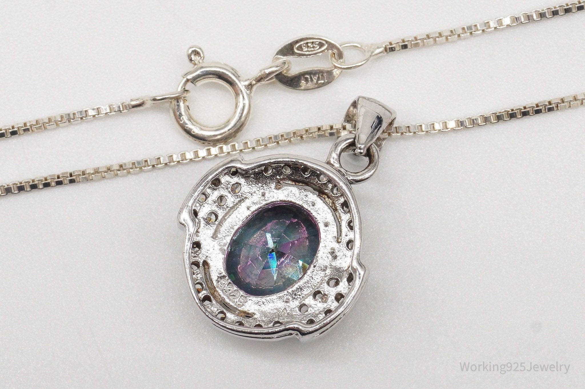 Mystic Topaz Cubic Zirconia Sterling Silver Necklace