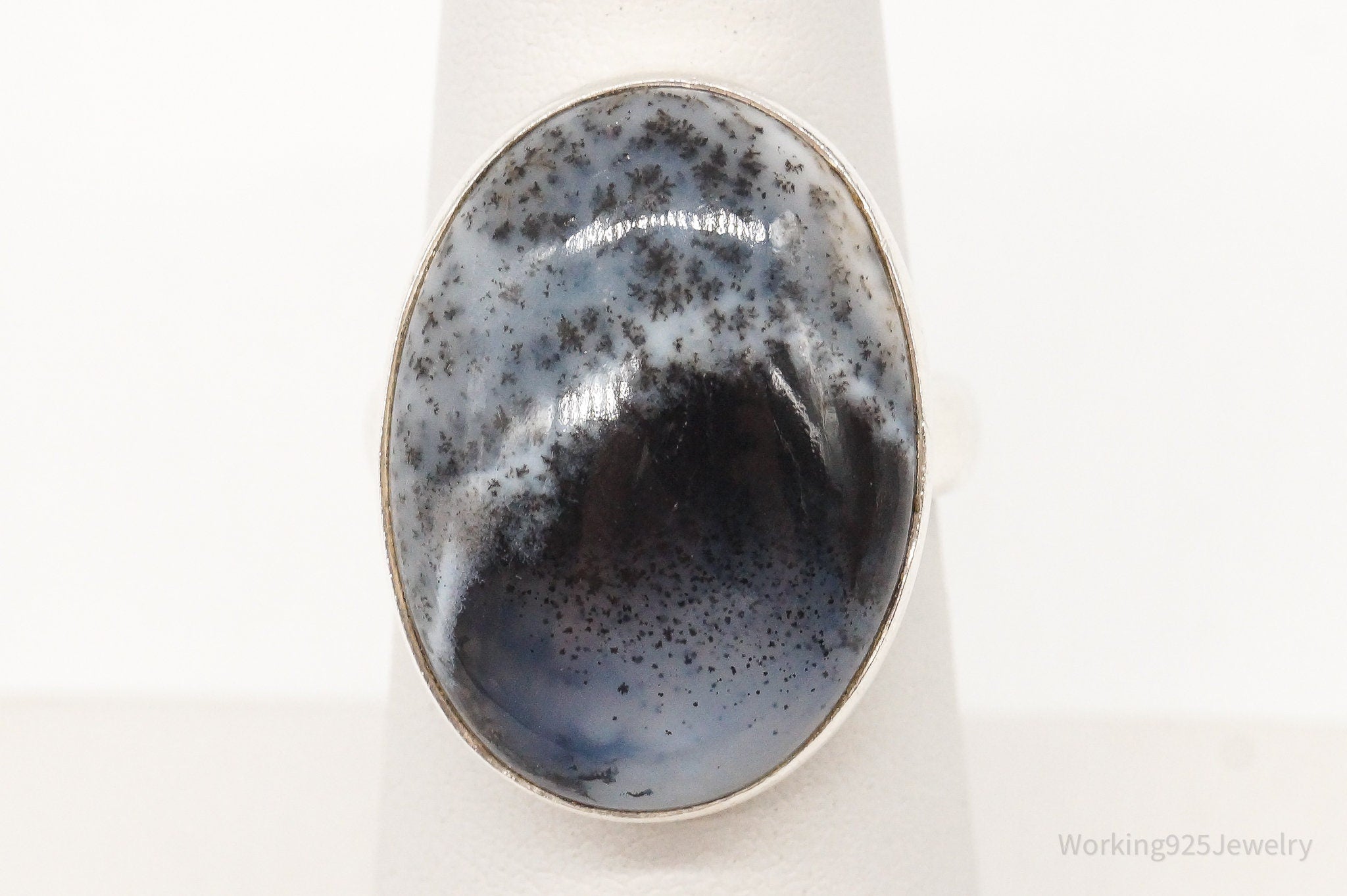 Vintage Designer TGGC Dendritic Agate Sterling Silver Ring - Size 6.75