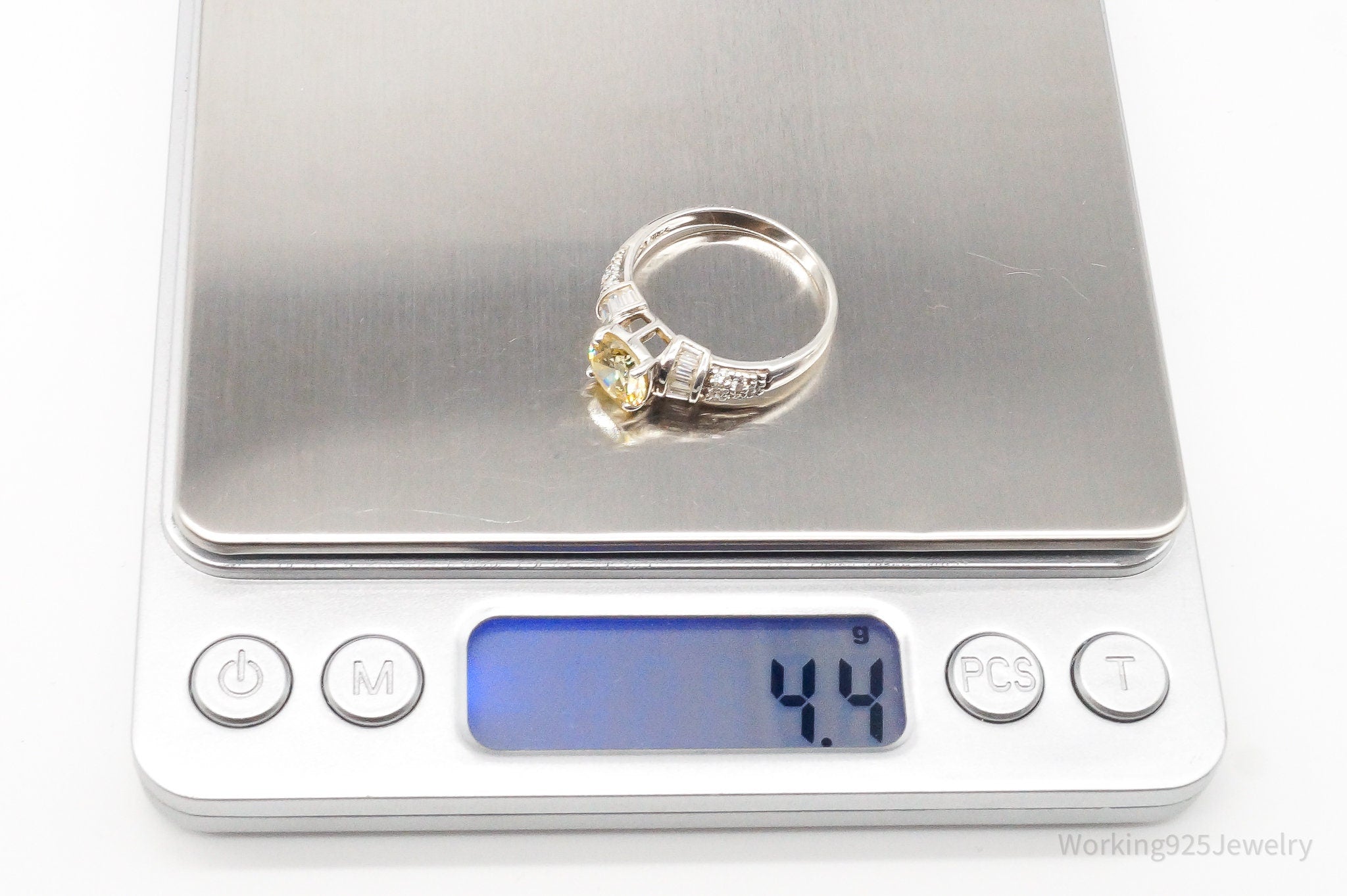 Designer Ross Simons Citrine Cubic Zirconia Sterling Silver Ring - Size 10.25