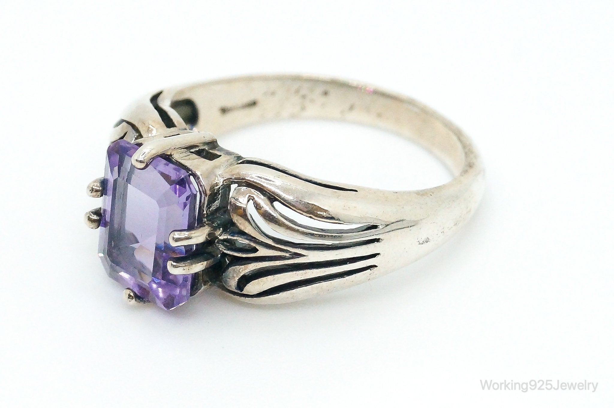 Designer CNA Amethyst Sterling Silver Ring - Size 10