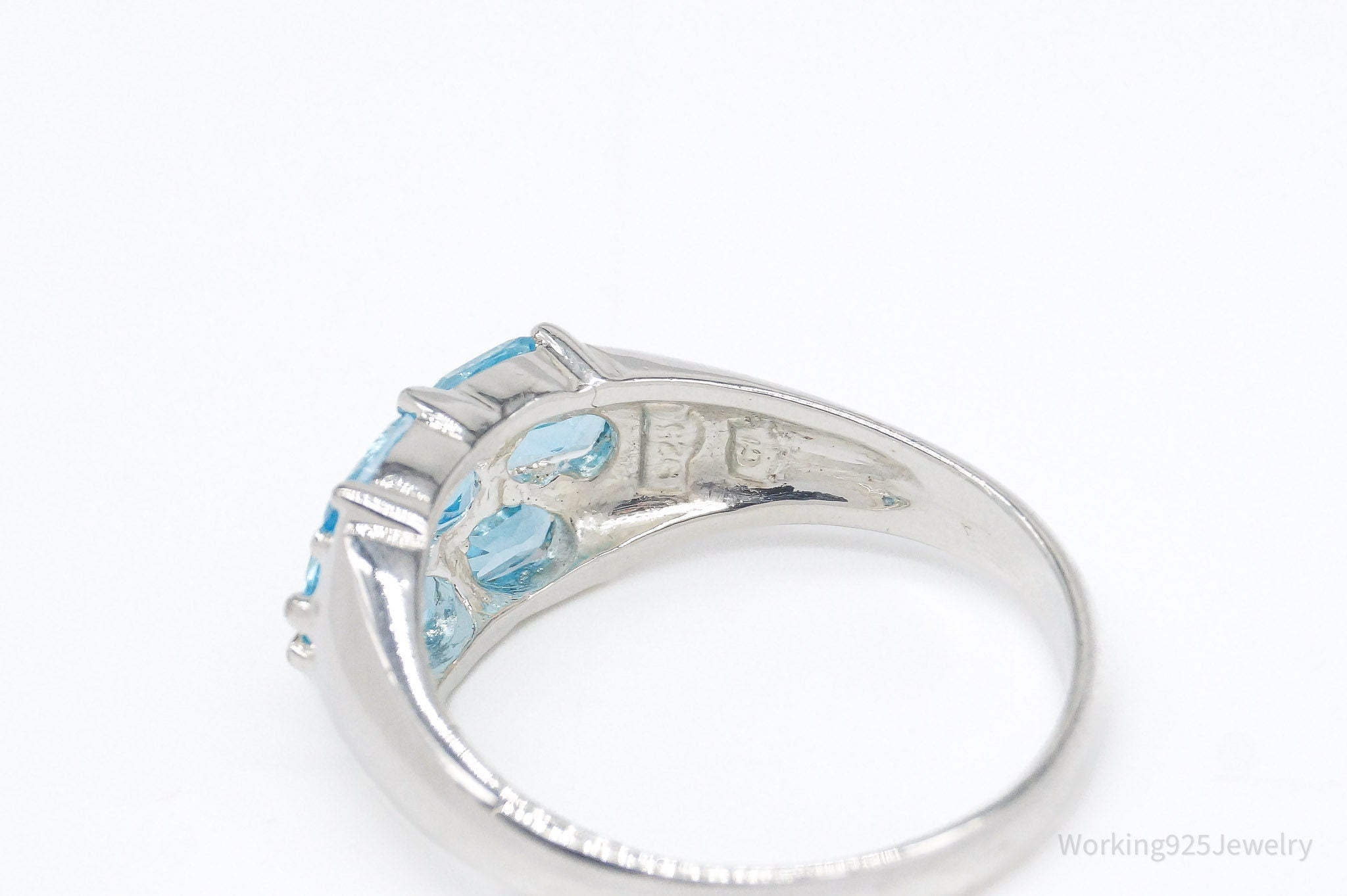 Vintage Blue Topaz Sterling Silver Ring - Size 10