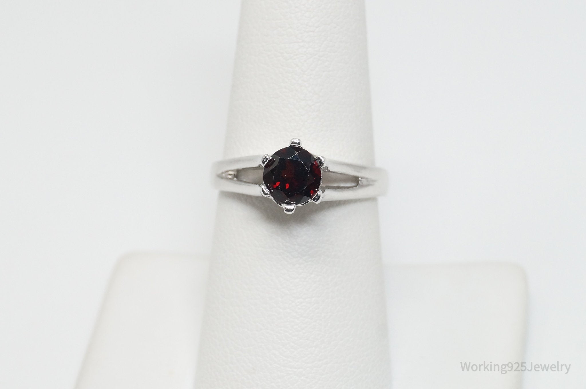 Vintage Art Deco Garnet Sterling Silver Ring - Size 7.25