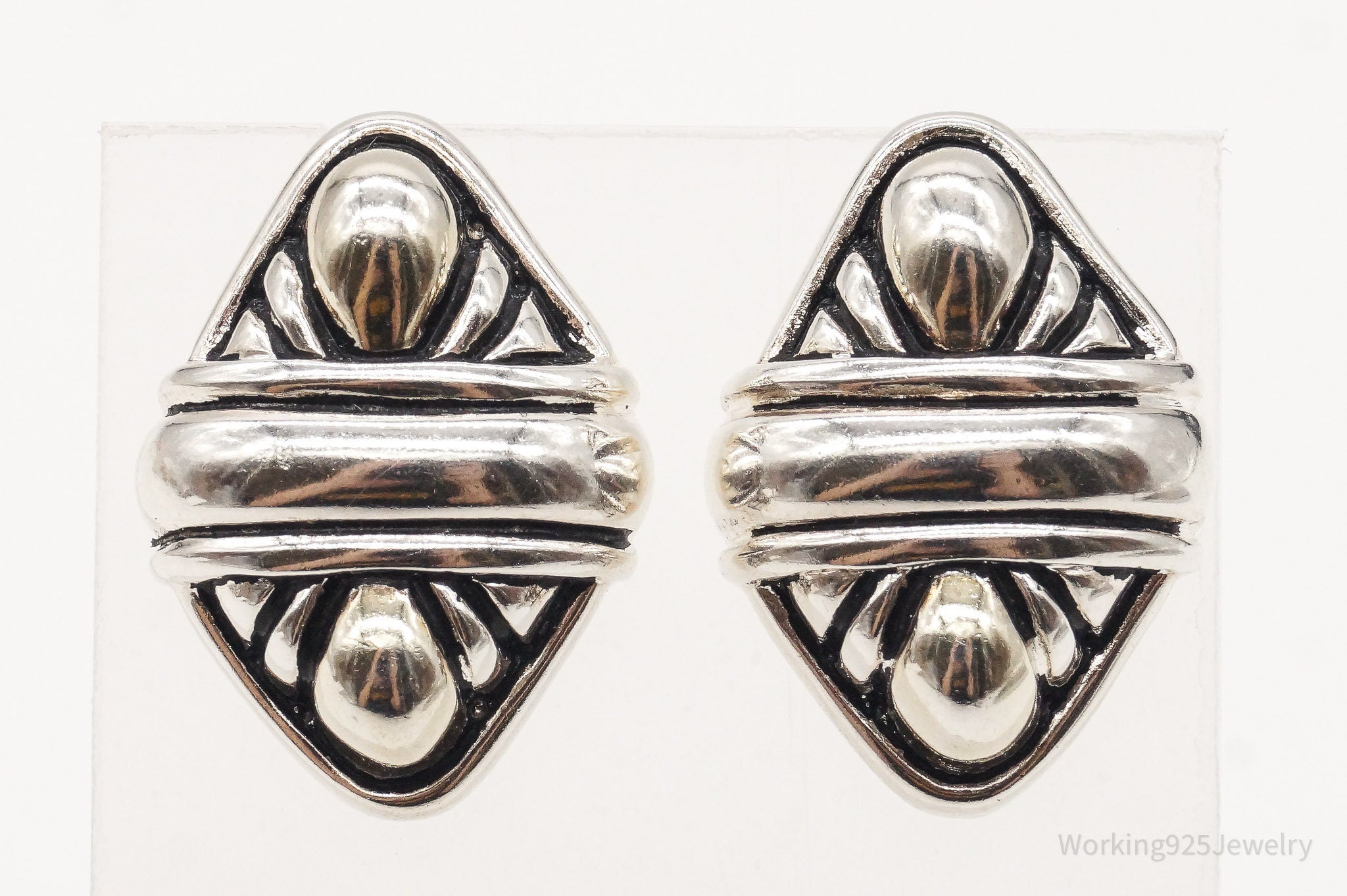 Vintage Designer Airess Mid Century Contemporary Sterling Silver Earrings