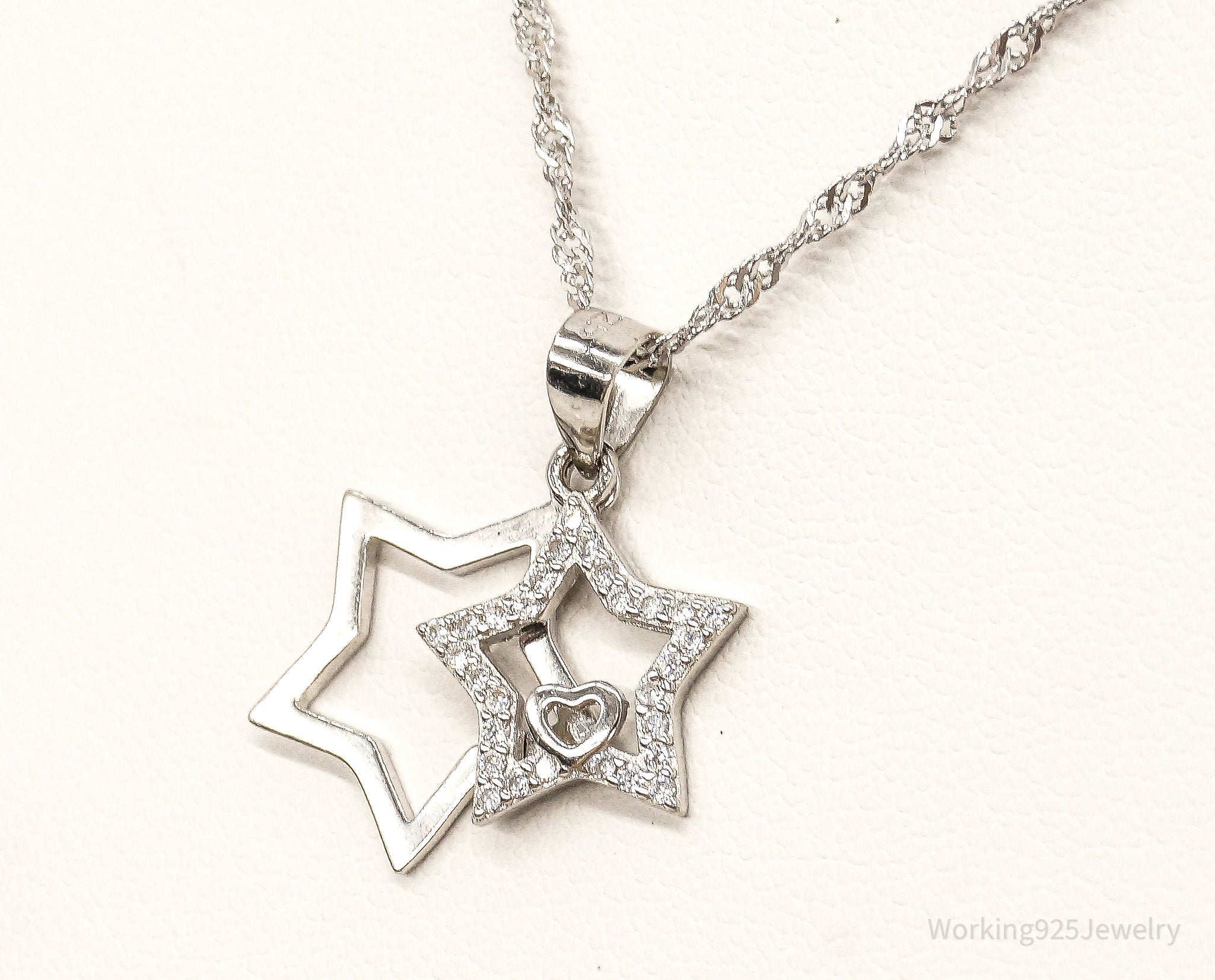 Cubic Zirconia Stars Sterling Silver Necklace