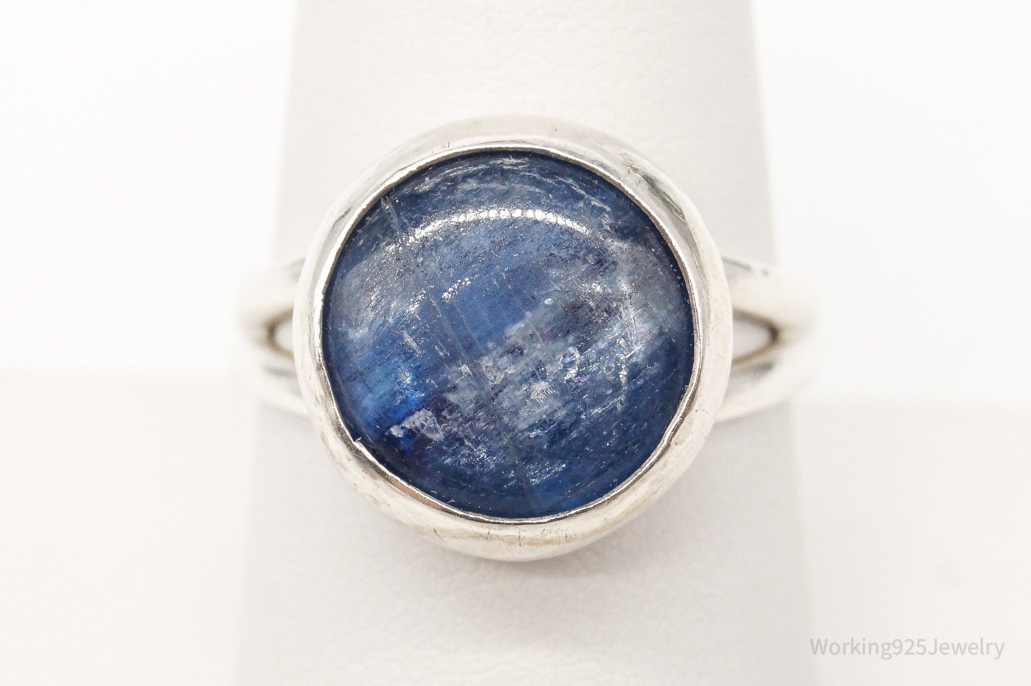 Vintage Blue Kyanite Modernist Sterling Silver Ring - Size 8.25