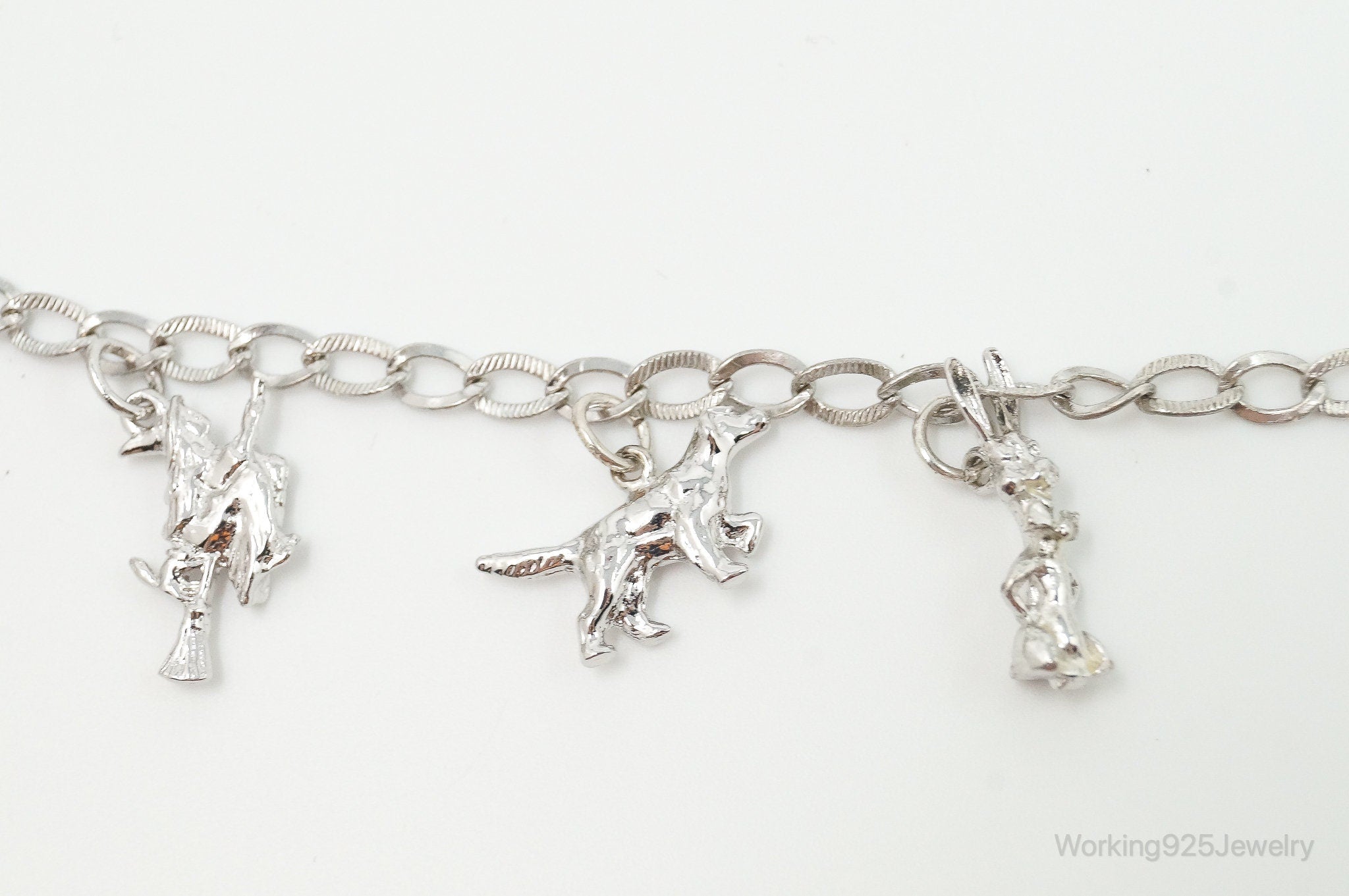 Vintage Animal Lover Sterling Silver Charm Bracelet