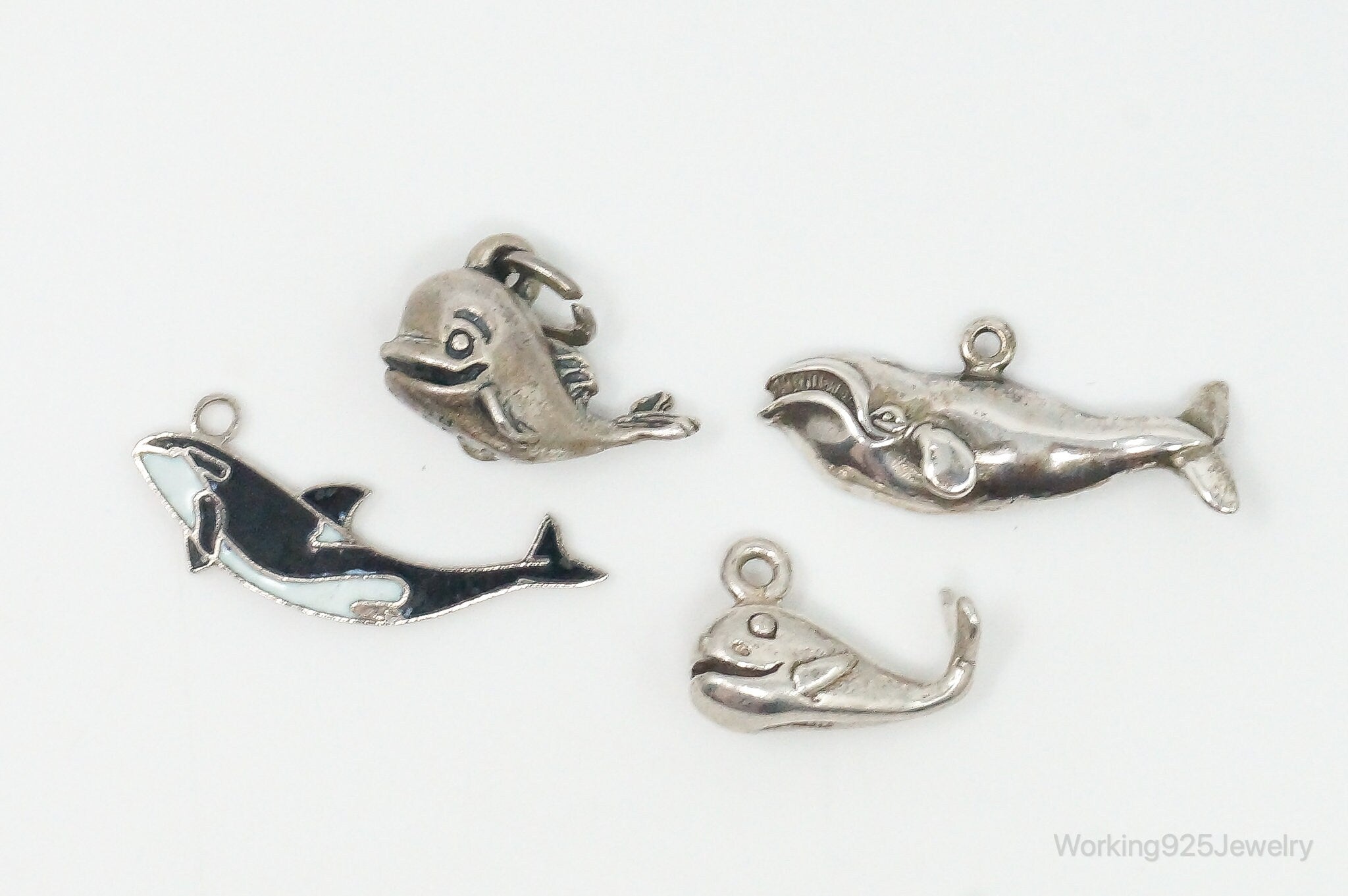 Vintage Antique Whales Sterling Silver Charms Lot