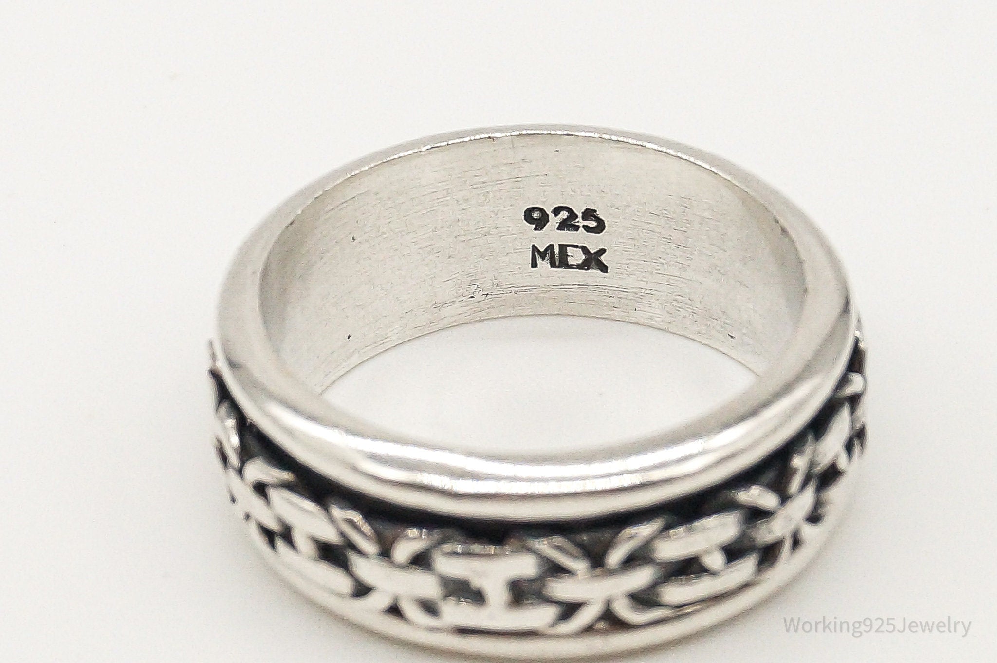 Vintage Chainlink Sterling Silver Spinner Ring - Size 10.25