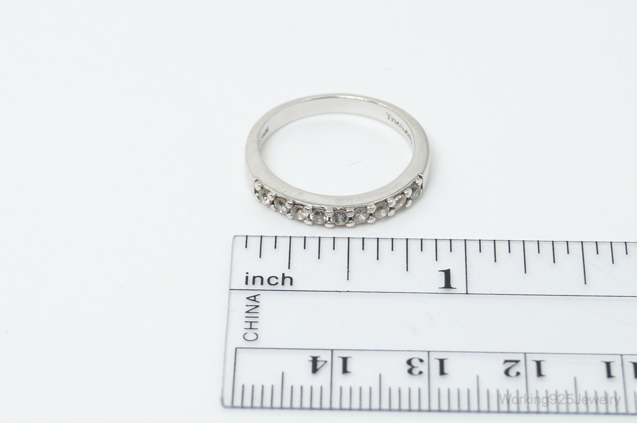 Vintage Cubic Zirconia Sterling Silver Ring - Size 6.75