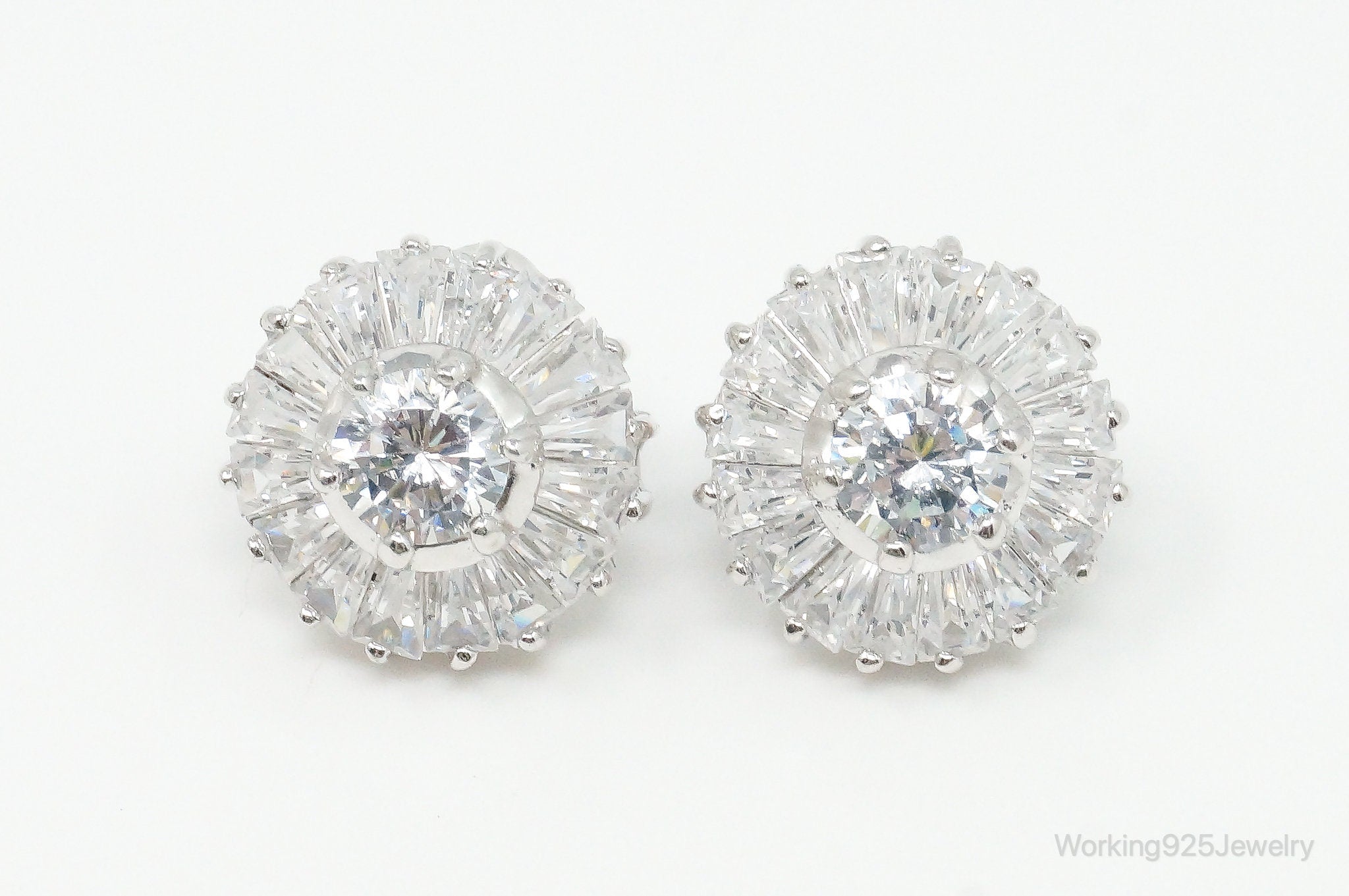 Designer Cubic Zirconia Sterling Silver Stud Post Earrings