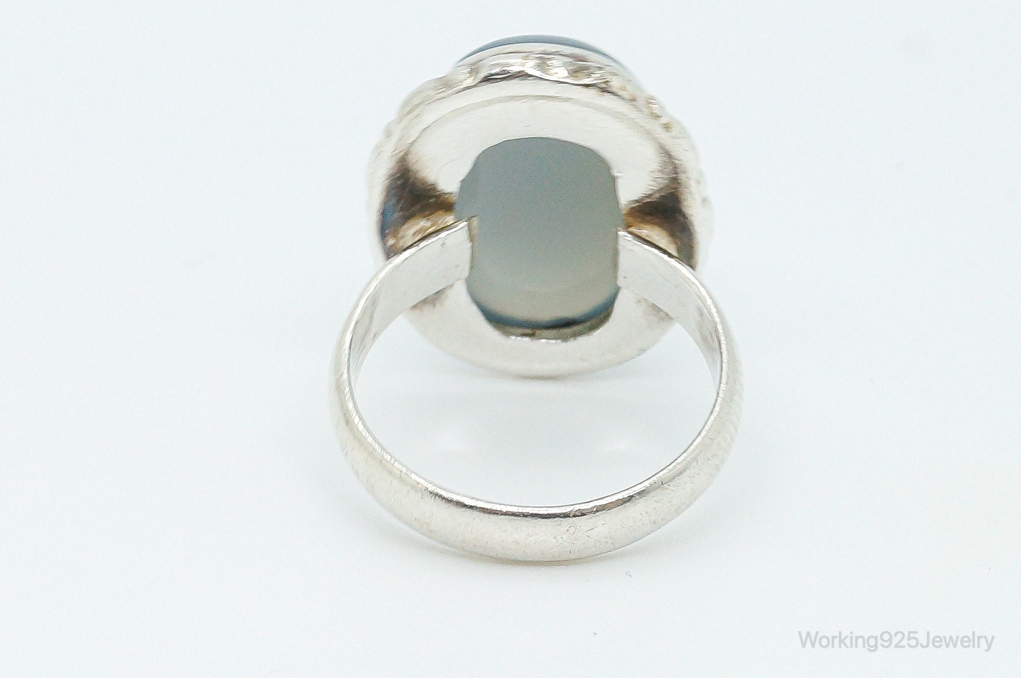 Vintage Large Chalcedony Sterling Silver Ring - Size 8.5