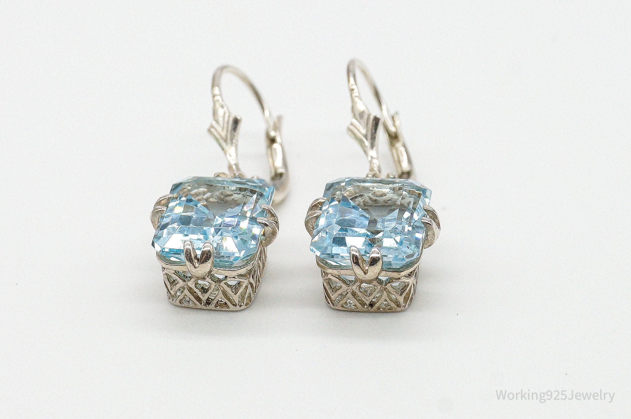 Designer CNA Blue Topaz Sterling Silver Earrings