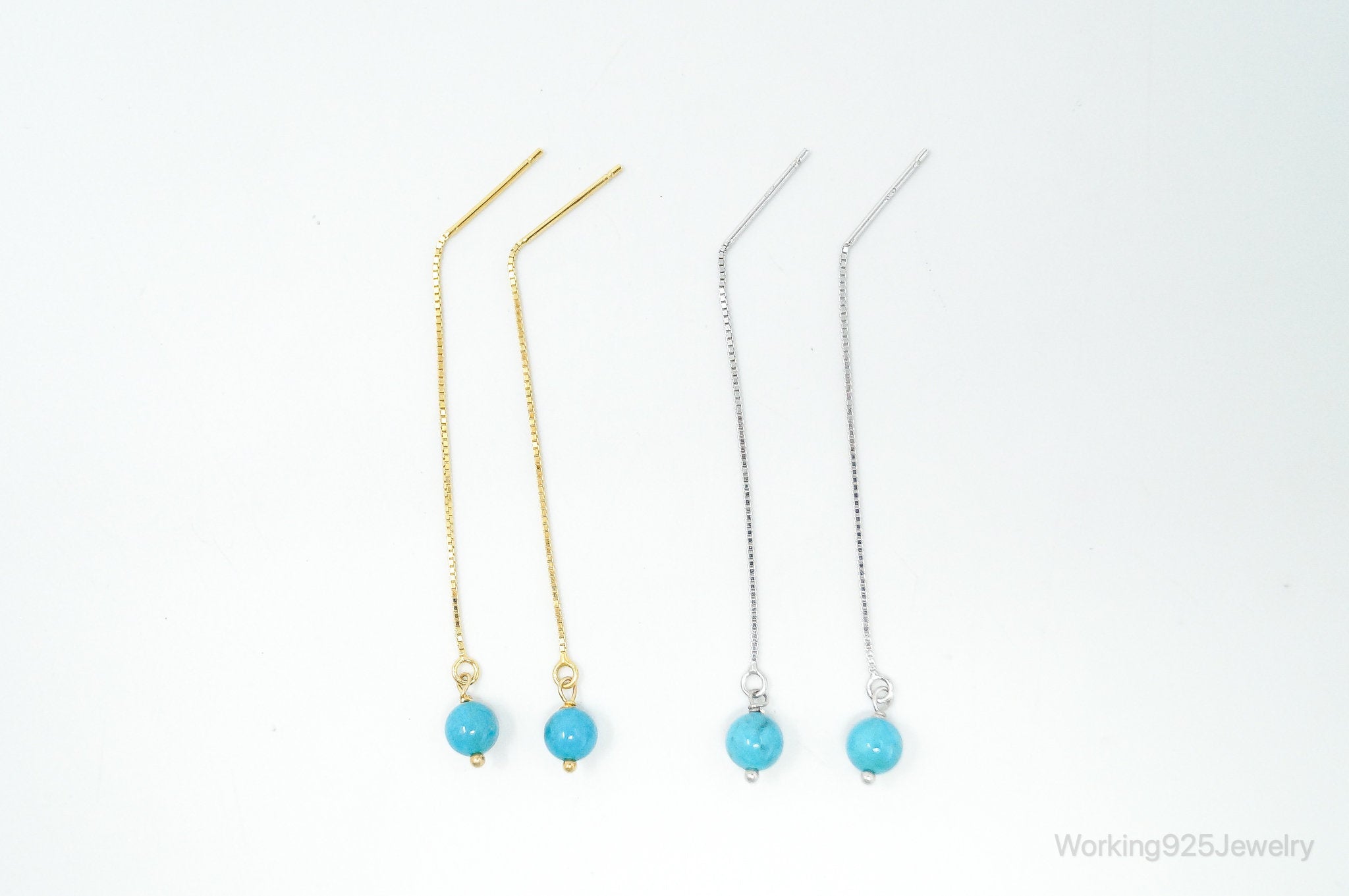 Turquoise Gold Vermeil Sterling Silver Earrings Set