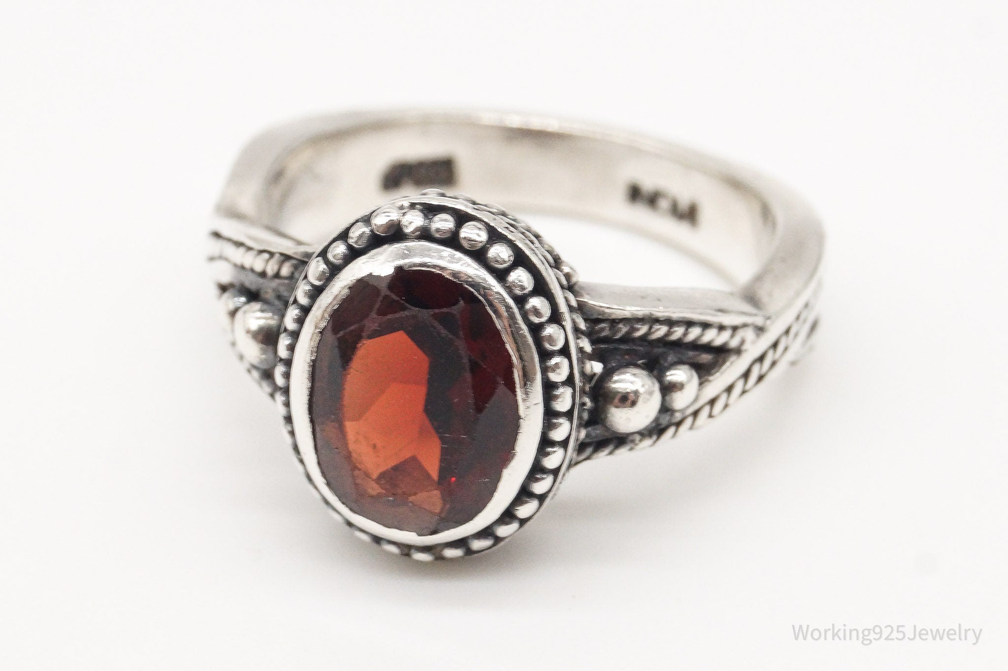 Vintage Garnet Sterling Silver Ring - Size 6