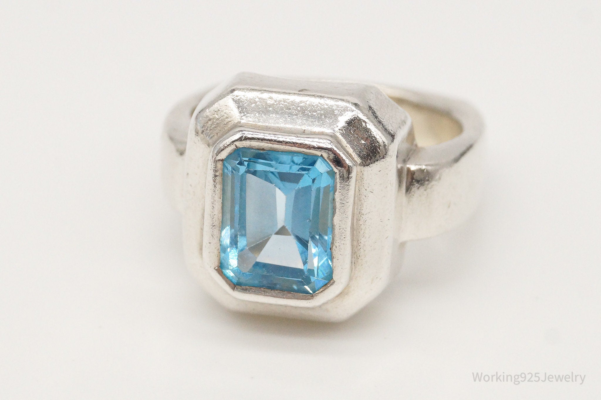 Vintage Designer Boma Blue Topaz Sterling Silver Ring - Size 5.75