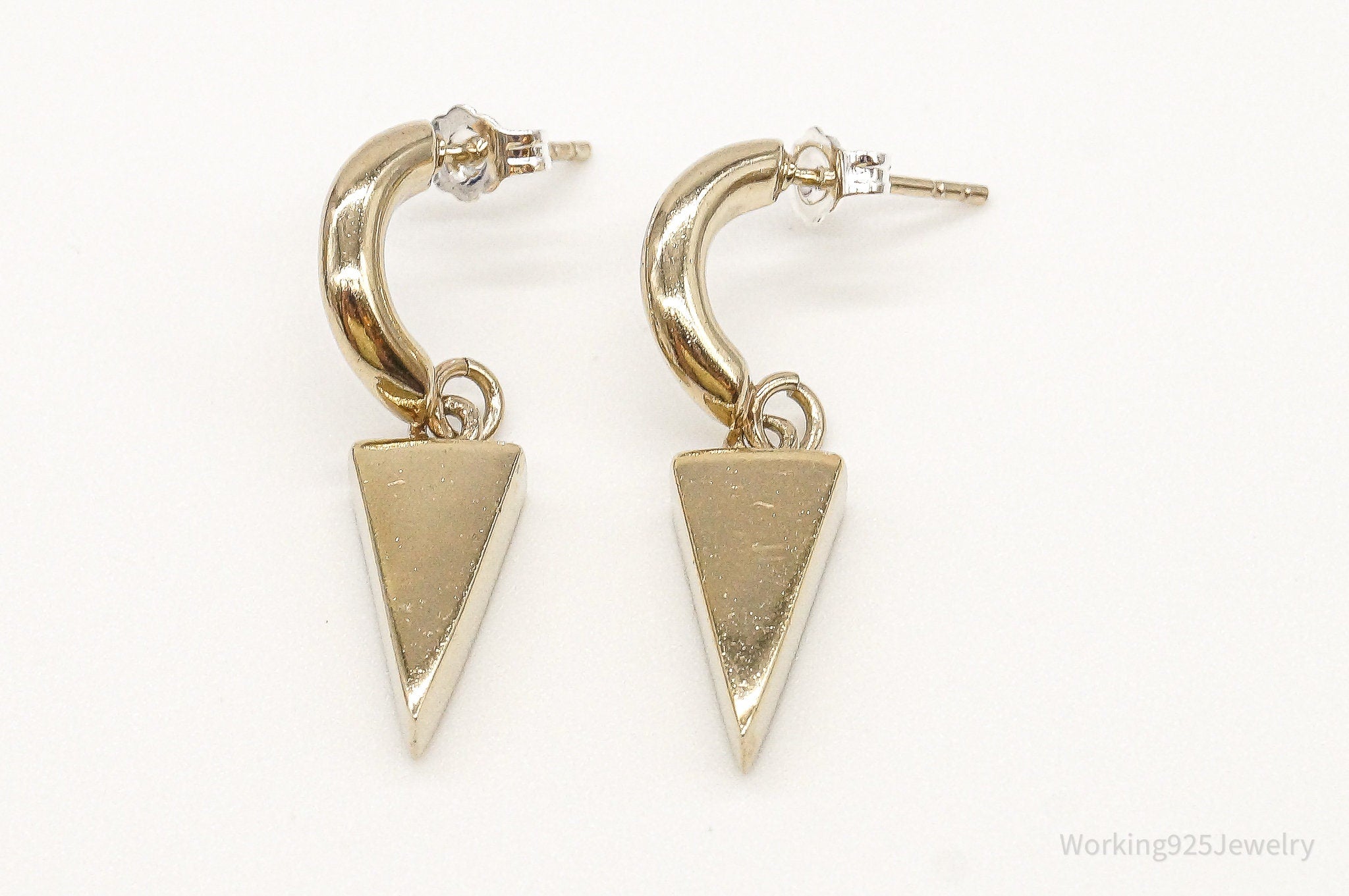 Vintage Gold Vermeil Modernist Sterling Silver Earrings