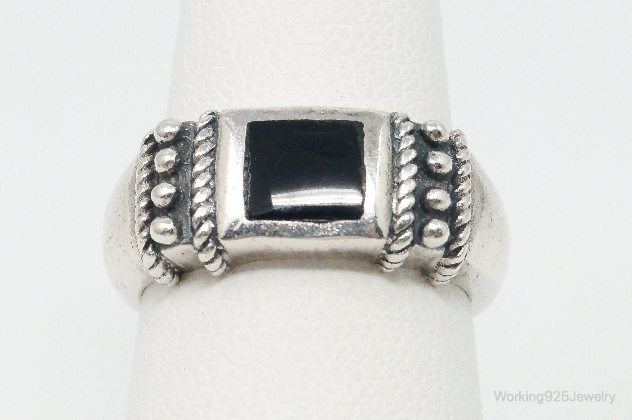 Vintage Black Onyx Sterling Silver Ring Size 5.75