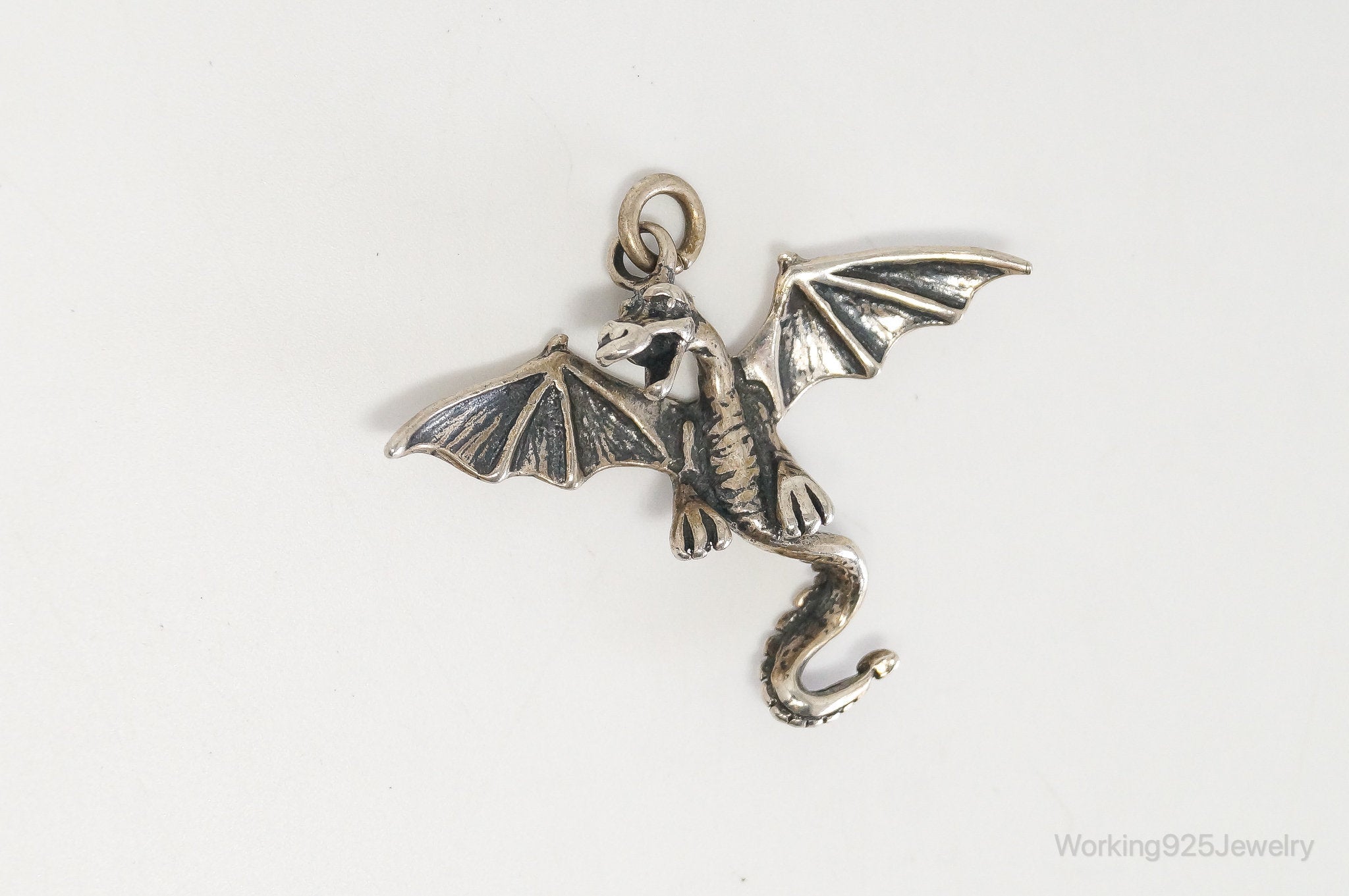 Vintage Dragon Sterling Silver Necklace Pendant