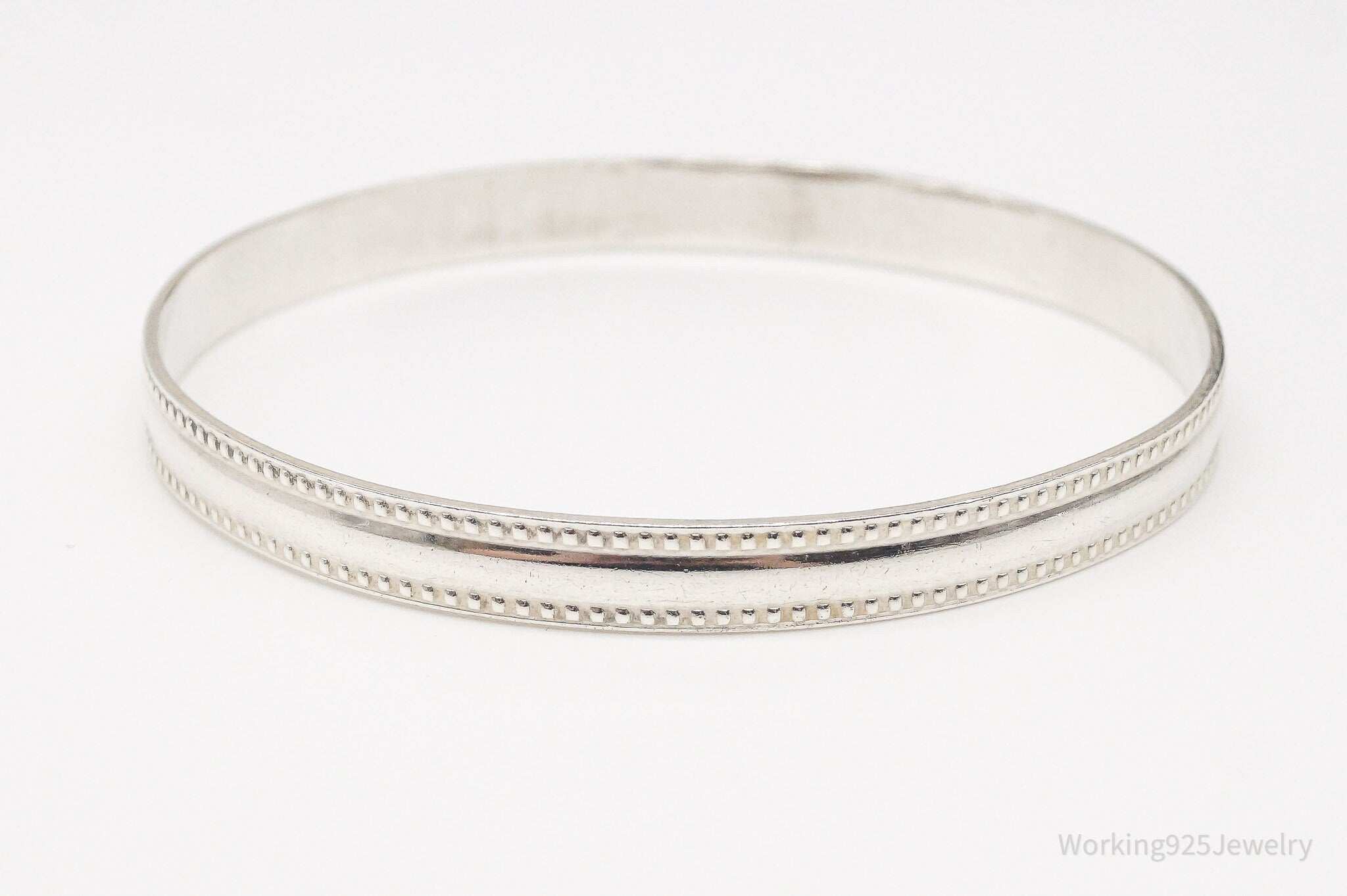 Antique Beau Art Deco Sterling Silver Bangle Bracelet 7.75"