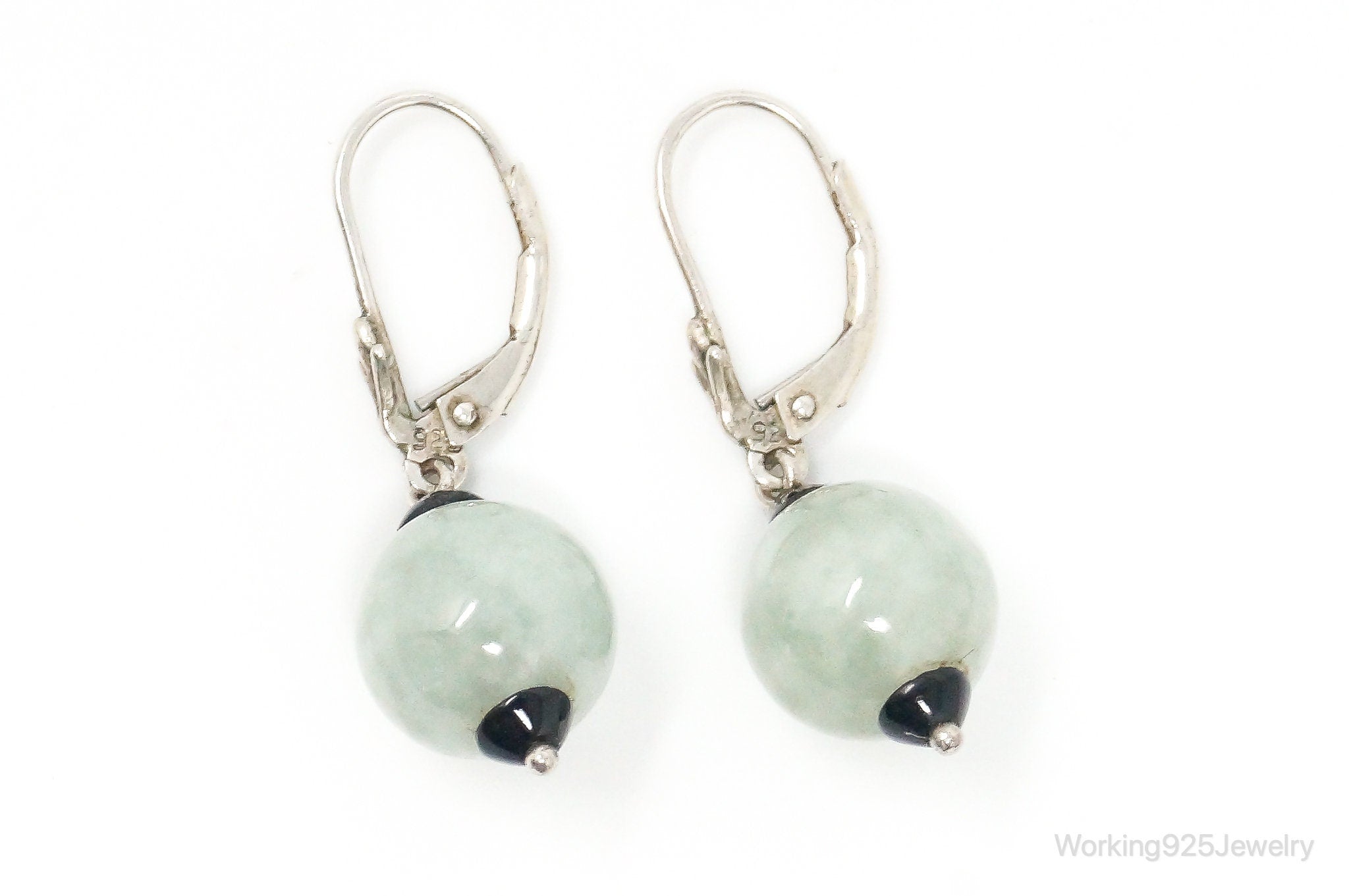 Vintage Jade Sterling Silver Earrings