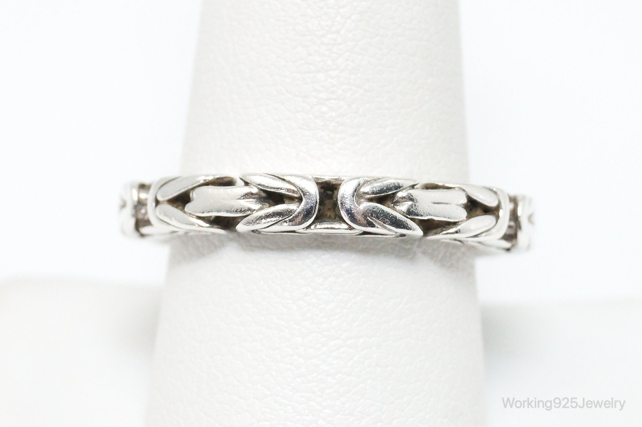 Vintage Byzantine Sterling Silver Band Ring - SZ 9.5