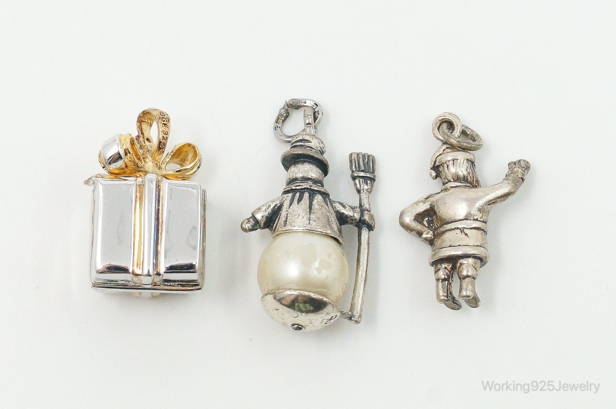 Vintage Antique Christmas Themed Sterling Silver Charms