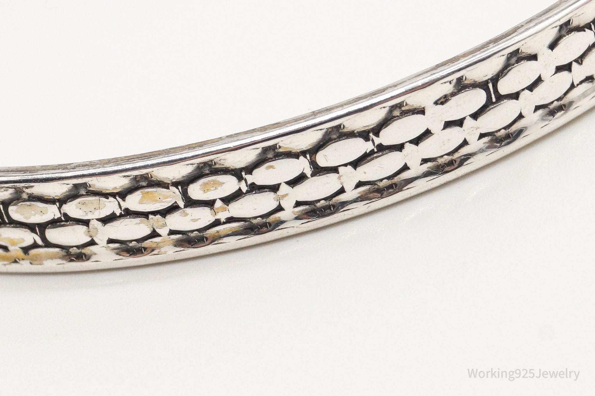 Vintage Designer Beau Sterling Silver Plated Bangle Bracelet