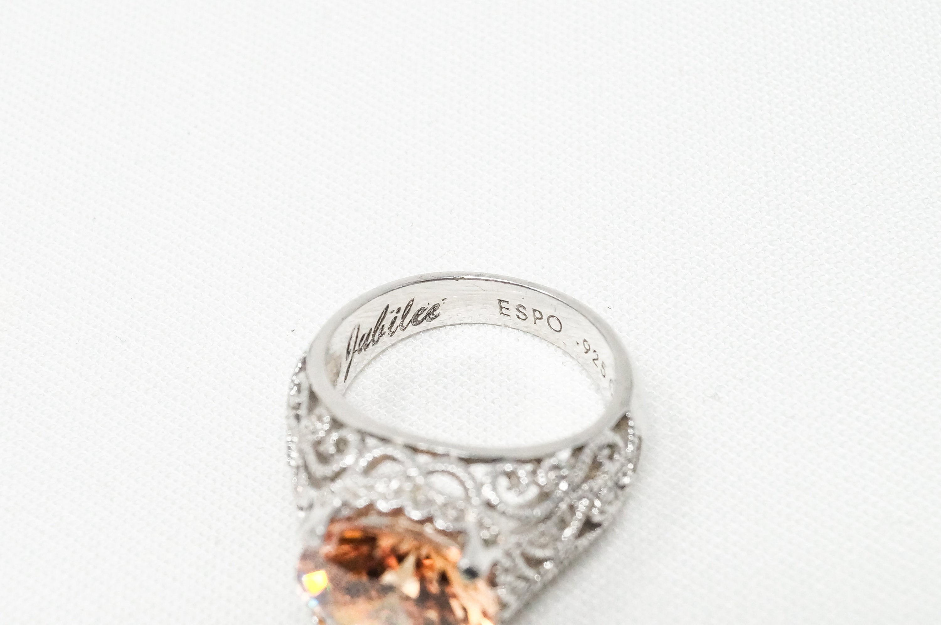 Vintage Joseph Esposito Espo Citrine Jubilee Sterling Silver Ring - Size 6.75