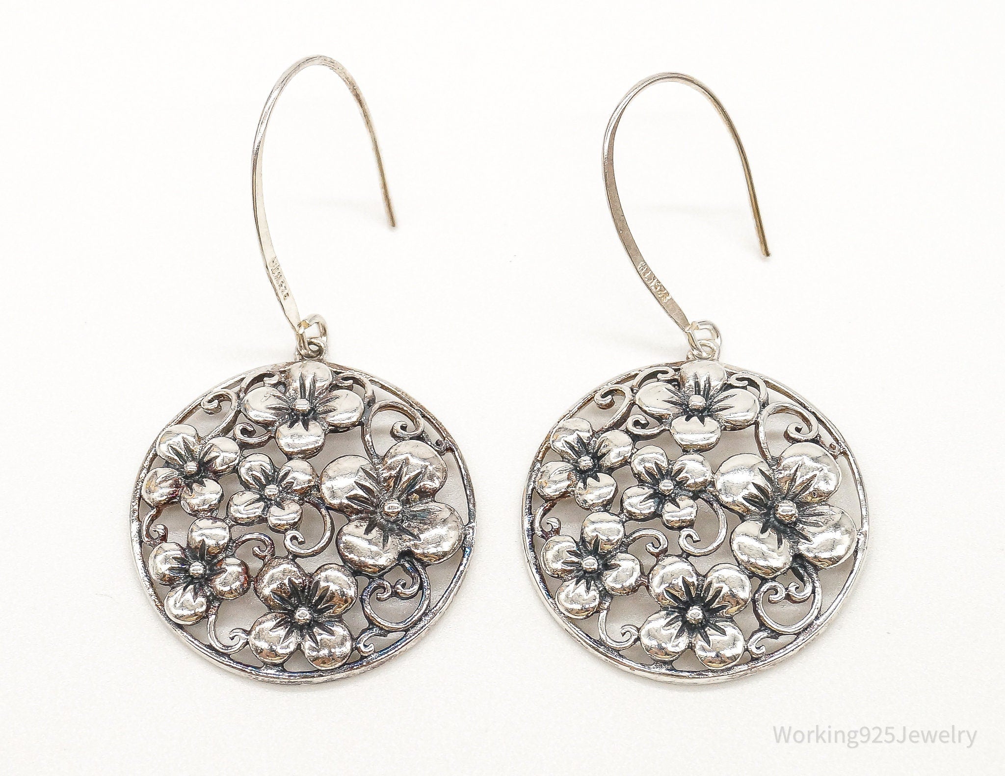 Flowers Cut Out Sterling Silver Earrings