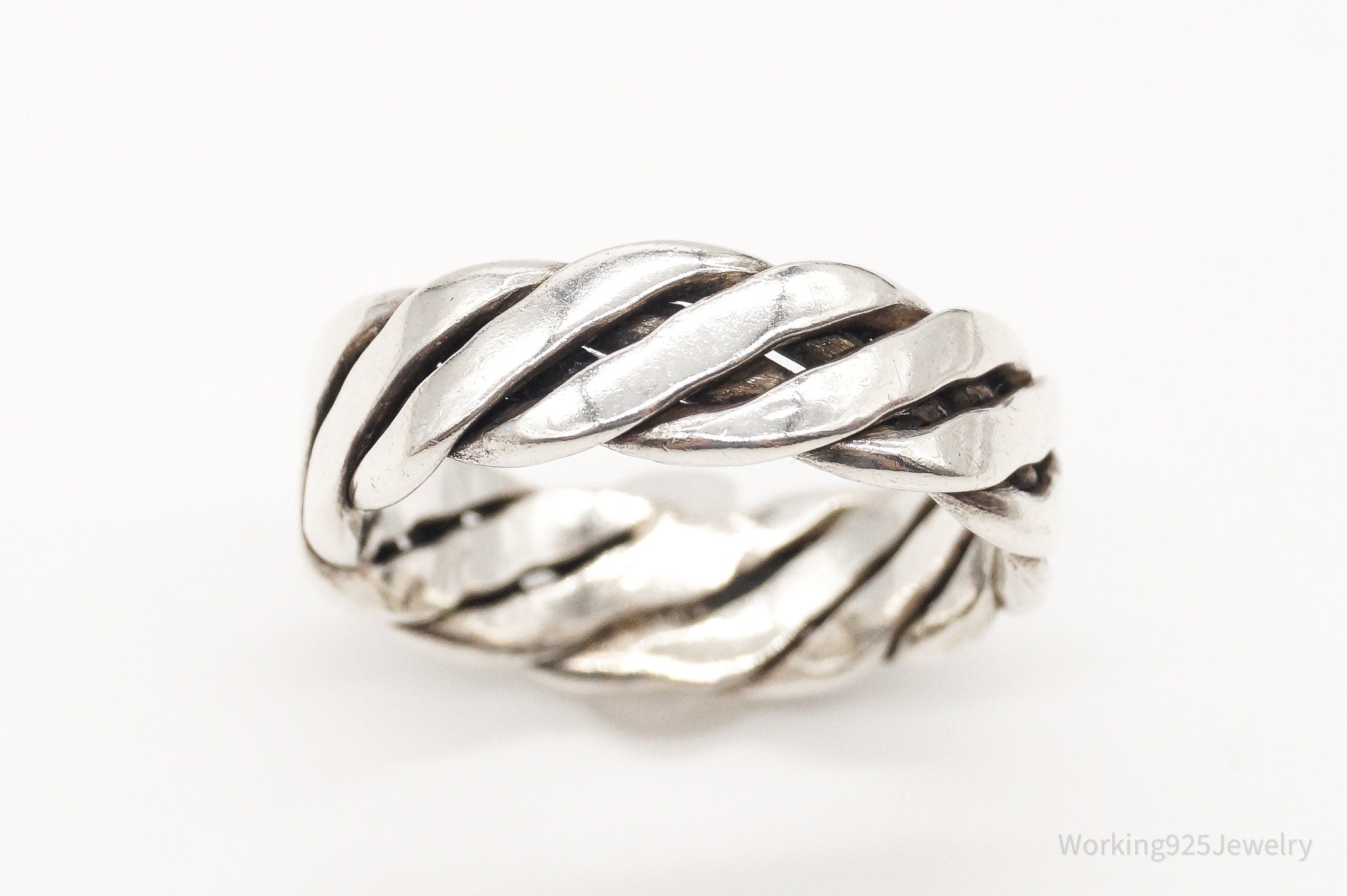 Vintage Cable Twist Sterling Silver Band Ring - Size 8.75