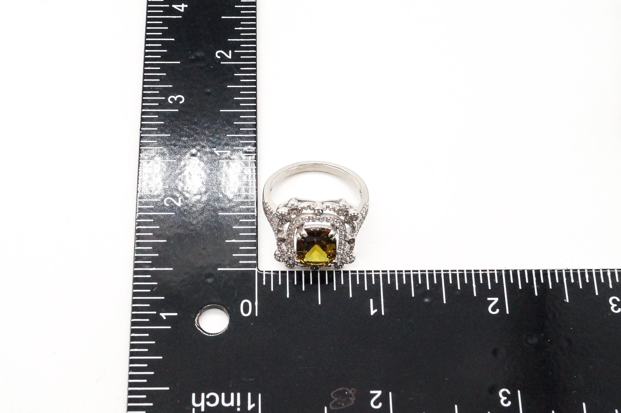 Color Changing Citrine Cubic Zirconia Sterling Silver Ring - Size 9