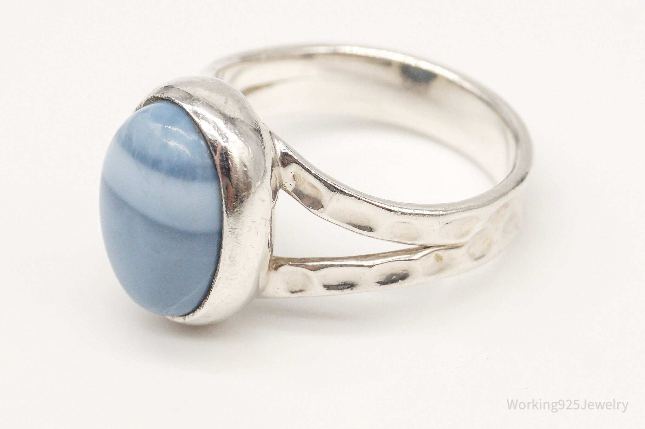 Vintage Blue Stone Sterling Silver Ring - Size 8.5