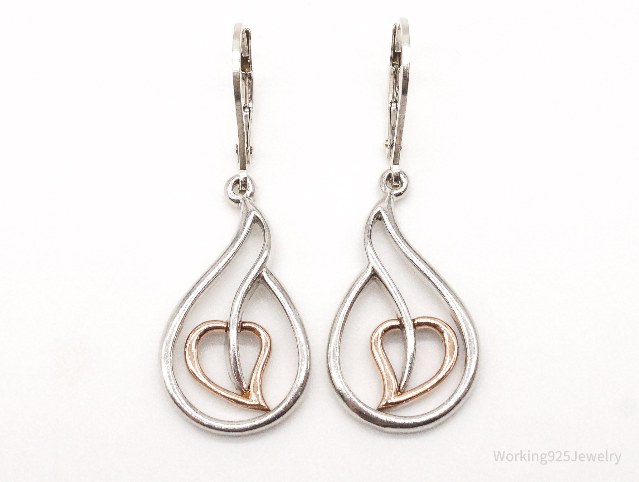 Vintage Designer 10K Rose Gold Sterling Silver Earrings