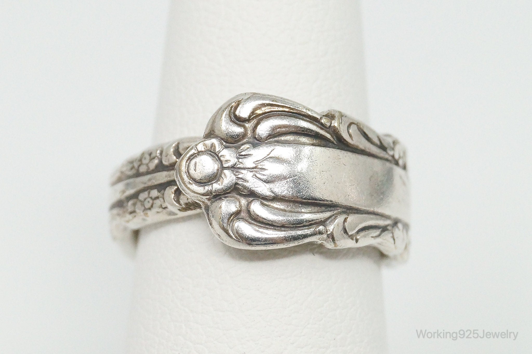 Antique 1881 Rogers Oneida Spoon Wrap Silver Ring - Size 4.75