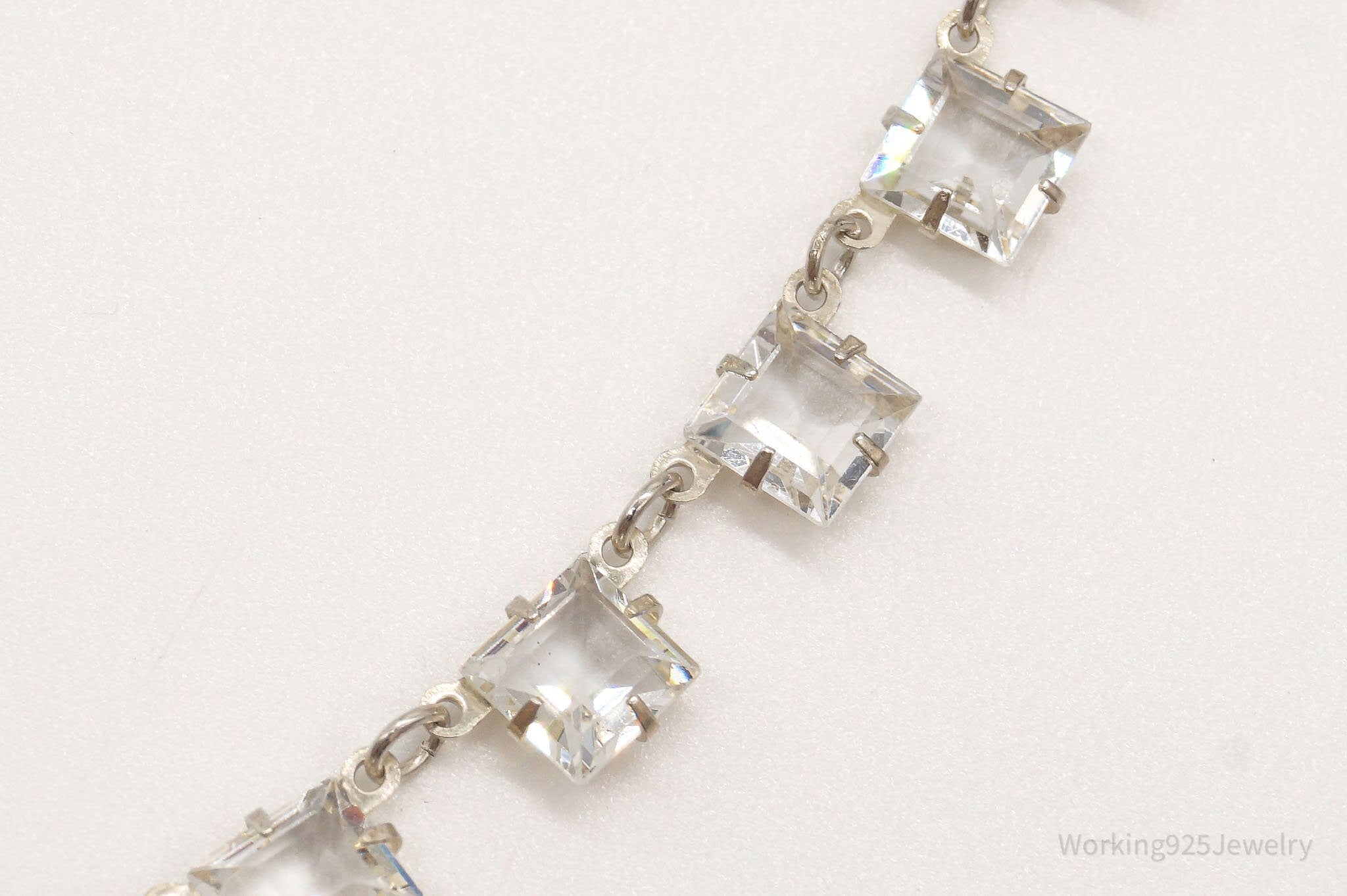 Antique Crystal Sterling Silver Necklace 16"