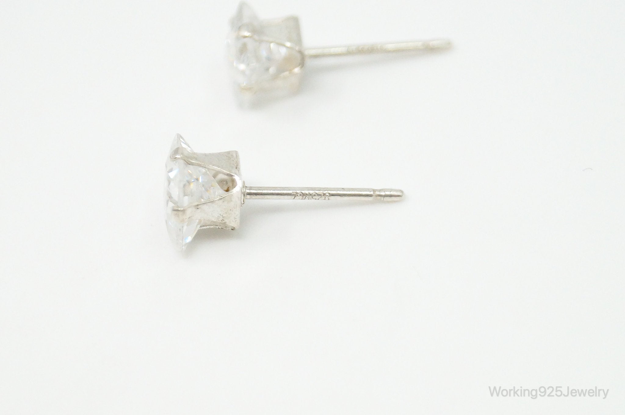 Cubic Zirconia Sterling Silver Stud Post Earrings